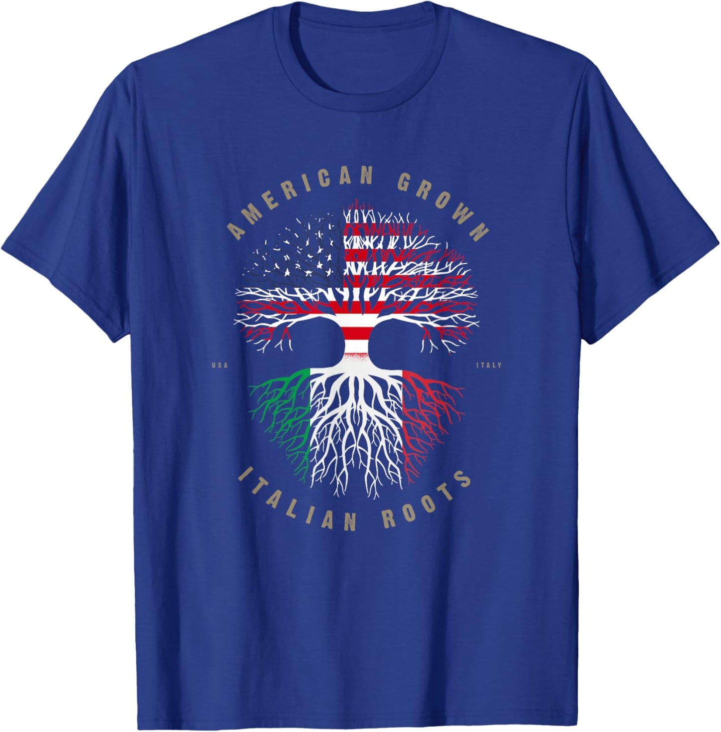 American Grown Italian Roots Italy Flag T-Shirt - T-Shirt | Royal