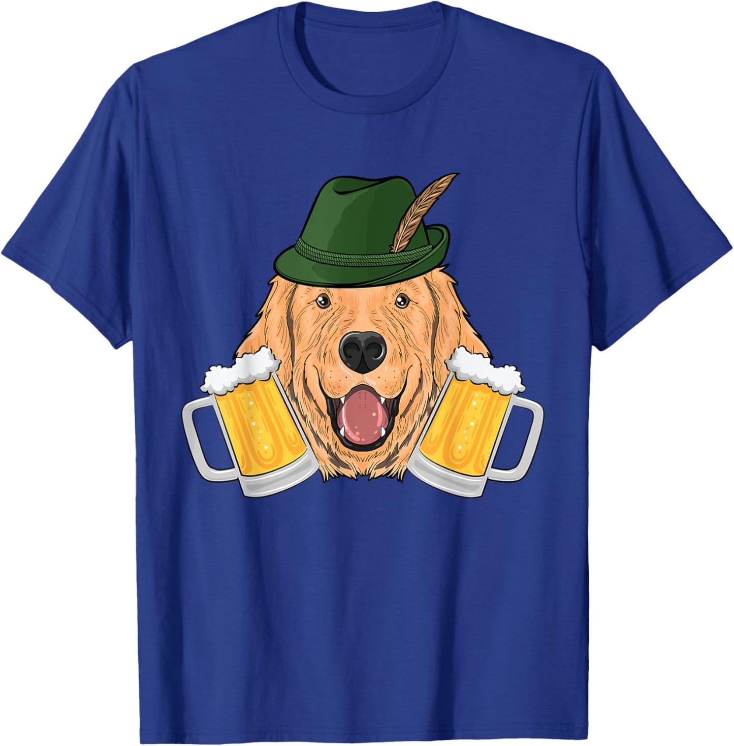 Golden Retriever Dog Oktoberfest Cute Puppy German Bavarian T-Shirt - T-Shirt | Royal