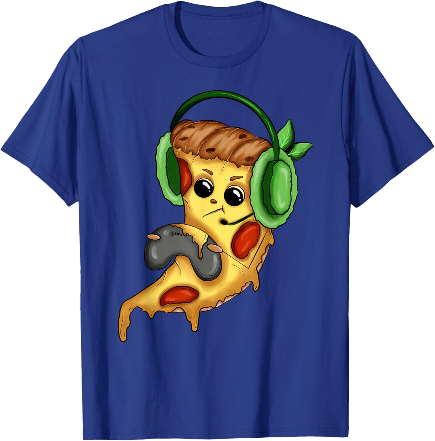 Pizza Gamer Love Play Video Games Funny Controller Headset T-Shirt - T-Shirt | Royal