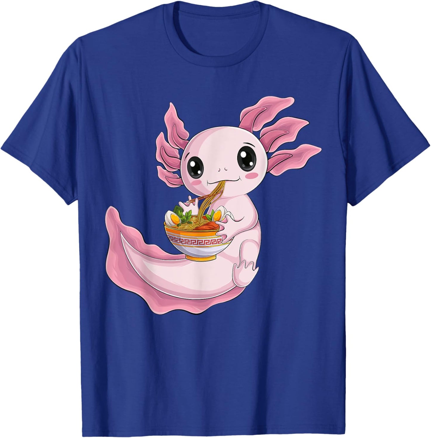 Kawaii Axolotl eat ramen Japanese Anime Noodles kids men T-Shirt - T-Shirt | Royal