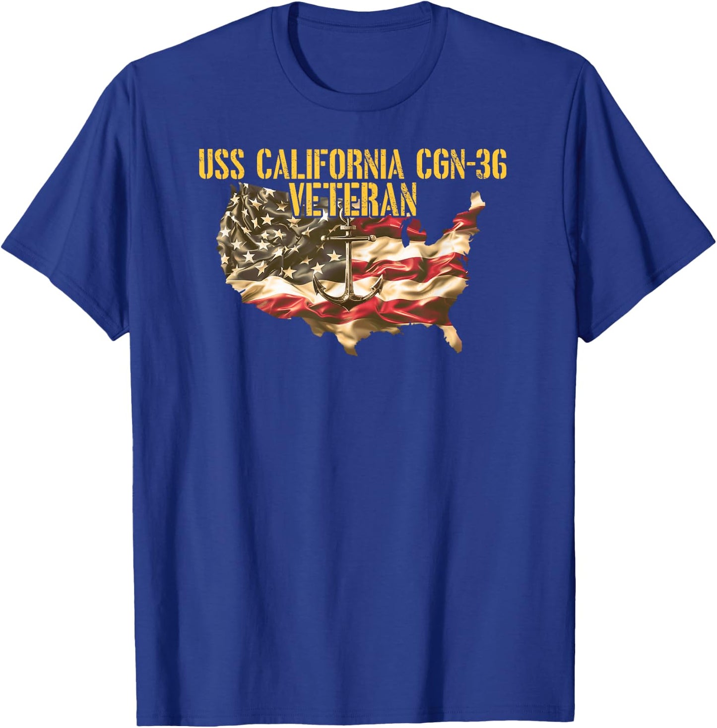 Vintage USS California CGN-36 Guided Missile Cruiser Veteran T-Shirt - T-Shirt | Royal