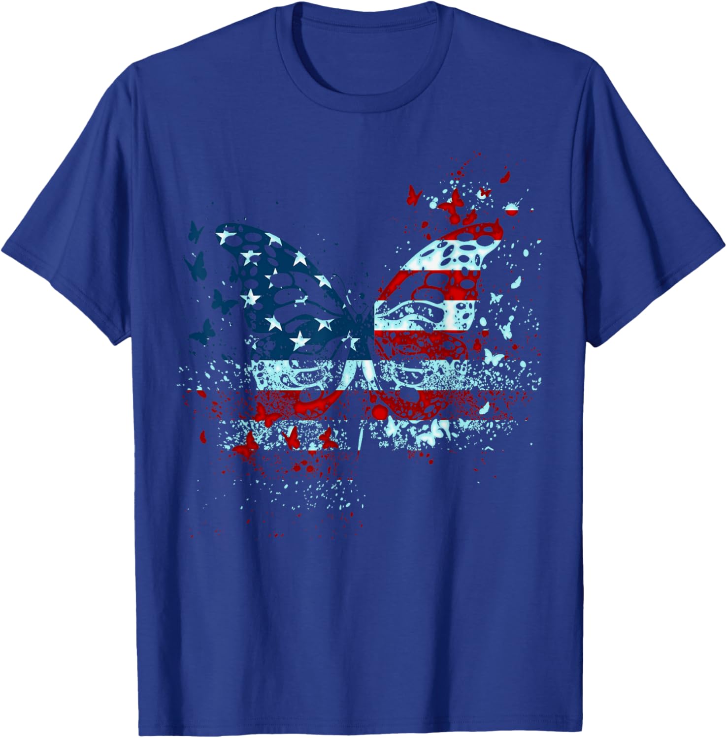 Butterfly USA Flag 4th Of July Funny American Girl Women Kid T-Shirt - T-Shirt | Royal
