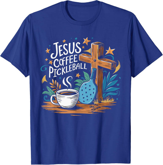 Jesus Coffee Pickleball T-Shirt - T-Shirt | Royal