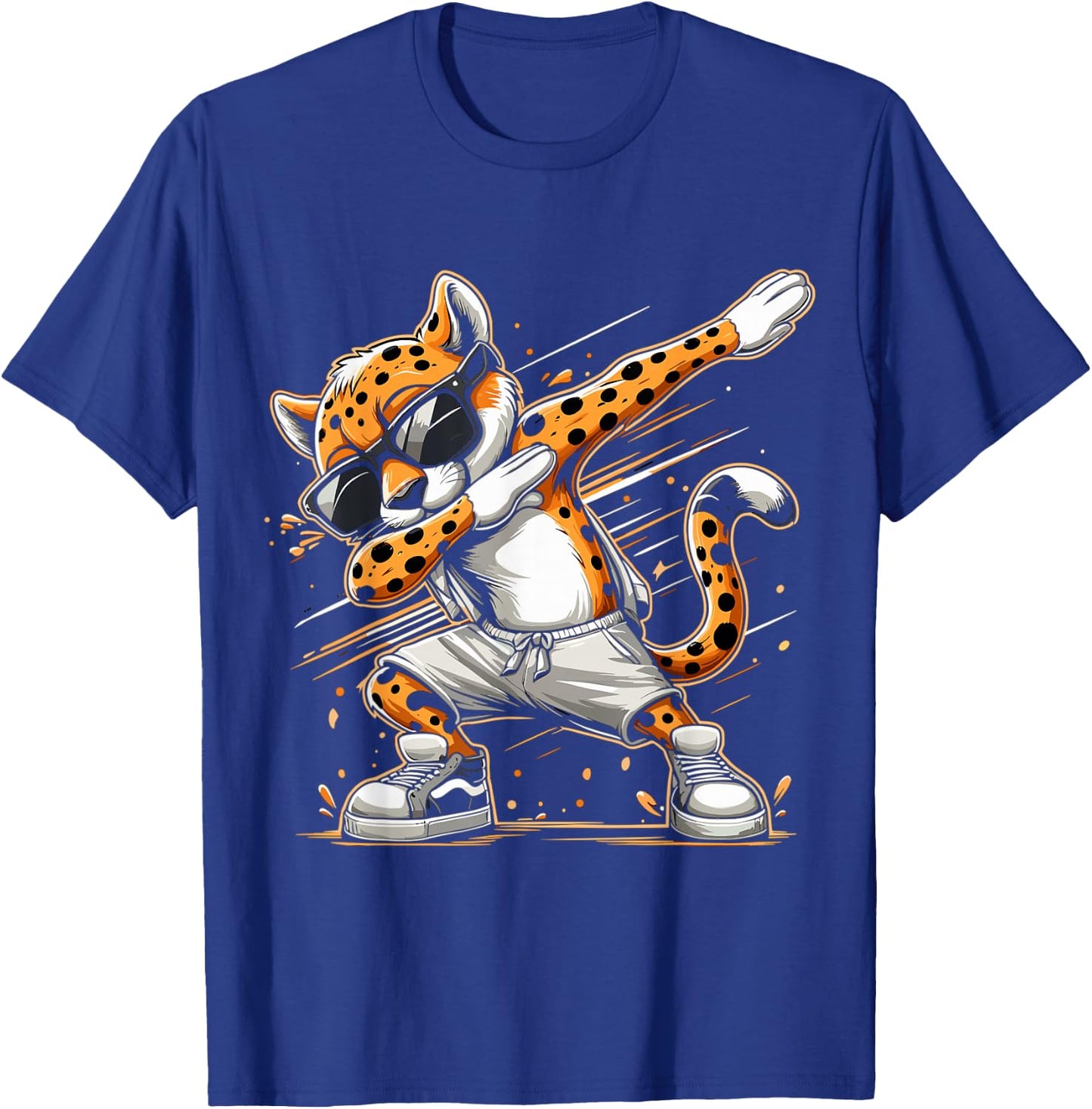 Dabbing Cheetah Wear Glasses Cute Funny Cheetah Animal , Small, Black T-Shirt - T-Shirt | Royal