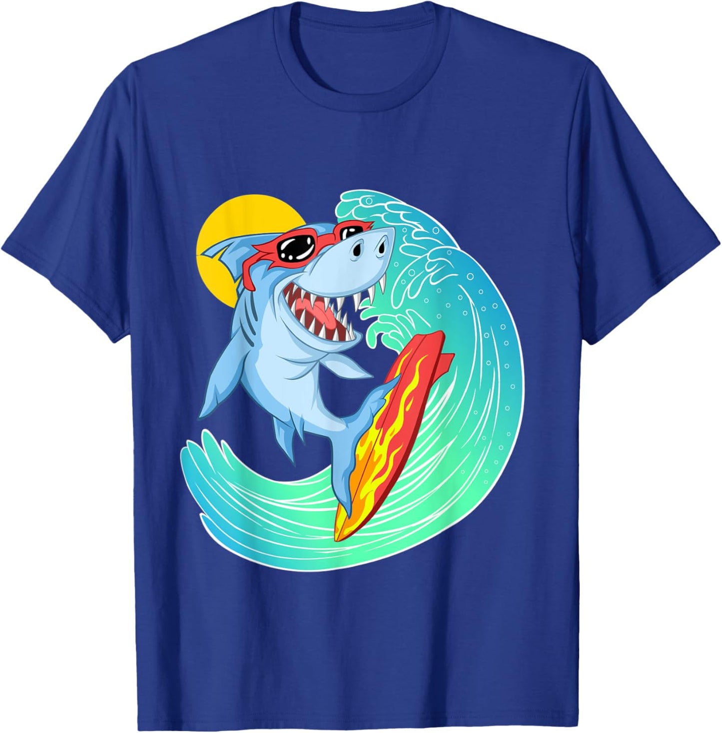 Surfing Shark Cute Sea Animal | Ocean Creature Adult & Kids T-Shirt - T-Shirt | Royal