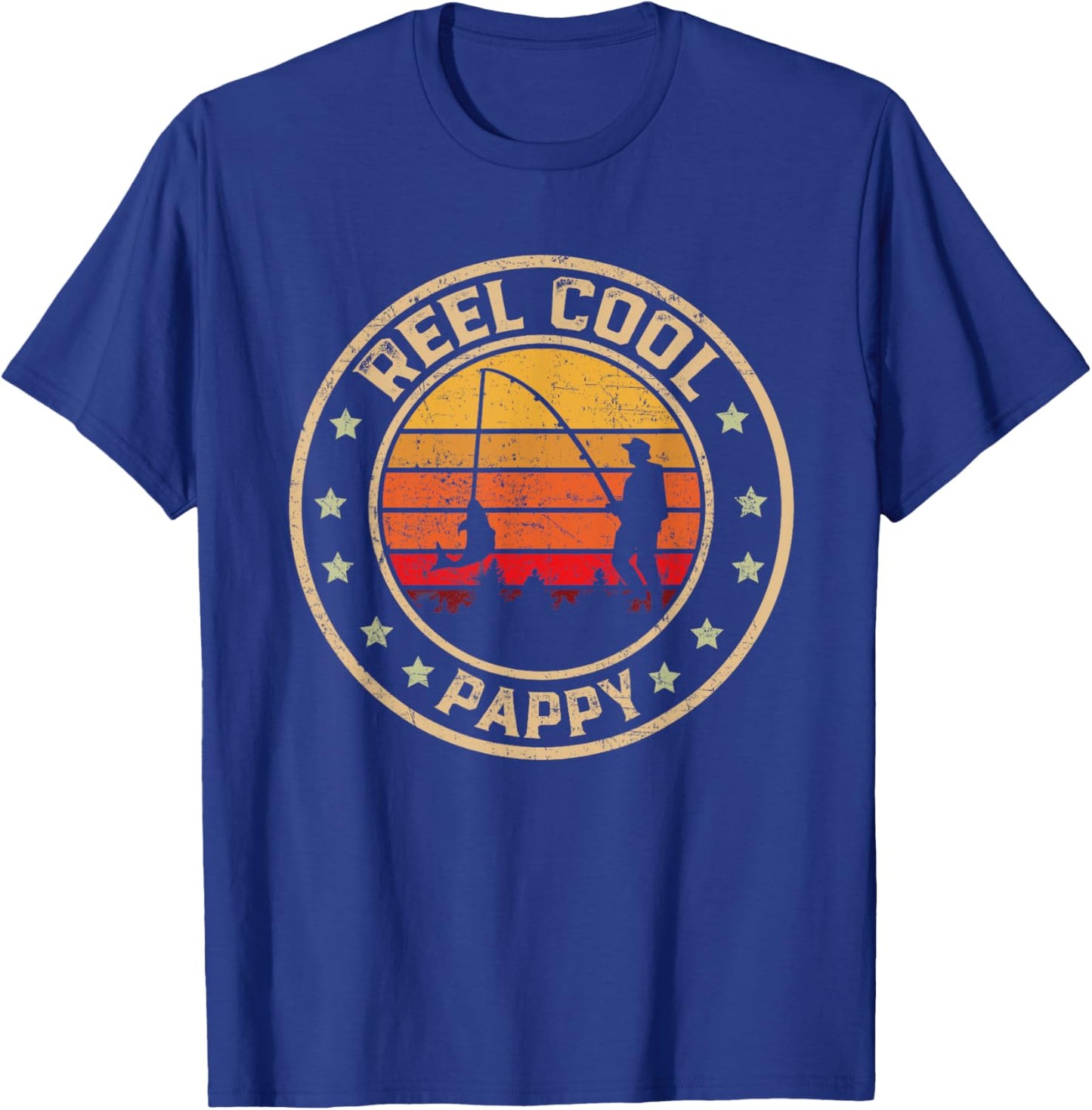 Vintage Reel Cool Pappy Fish Fishing Funny Fathers Day T-Shirt - T-Shirt | Royal