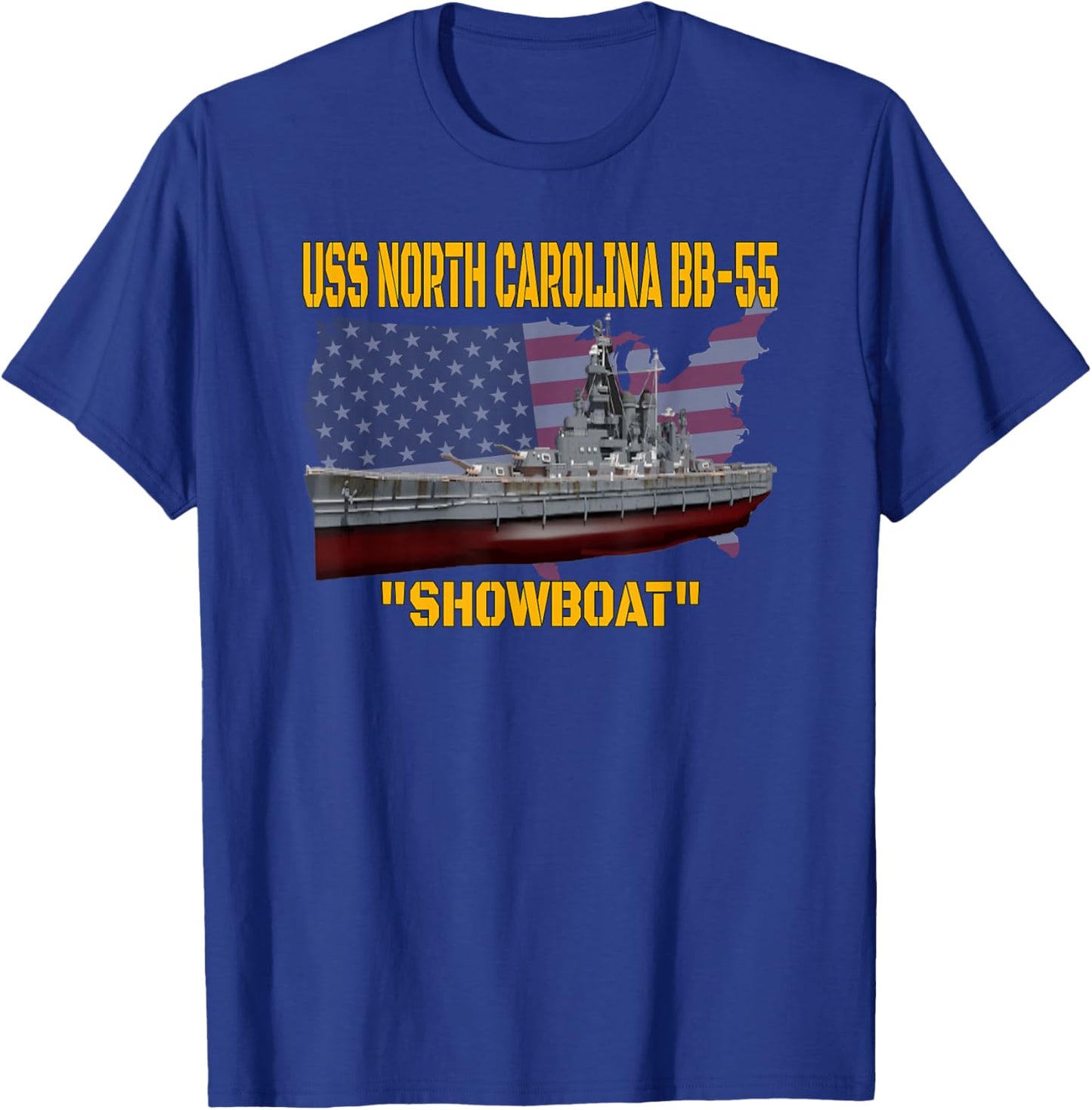 USS North Carolina BB-55 Battleship & WW2 American Warship T-Shirt - T-Shirt | Royal