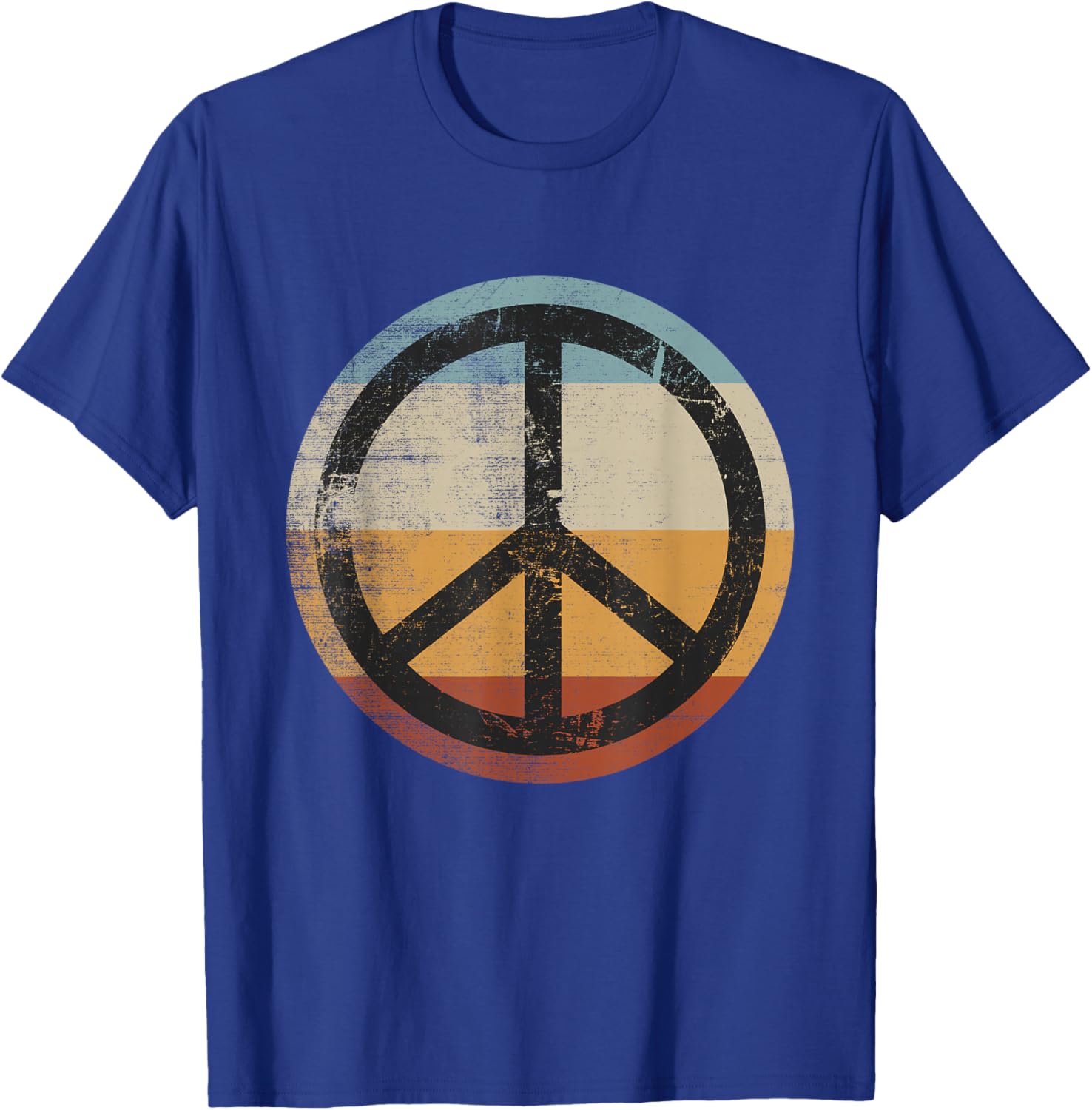 Retro Vintage Distressed Design Peace Sign T-Shirt - T-Shirt | Royal