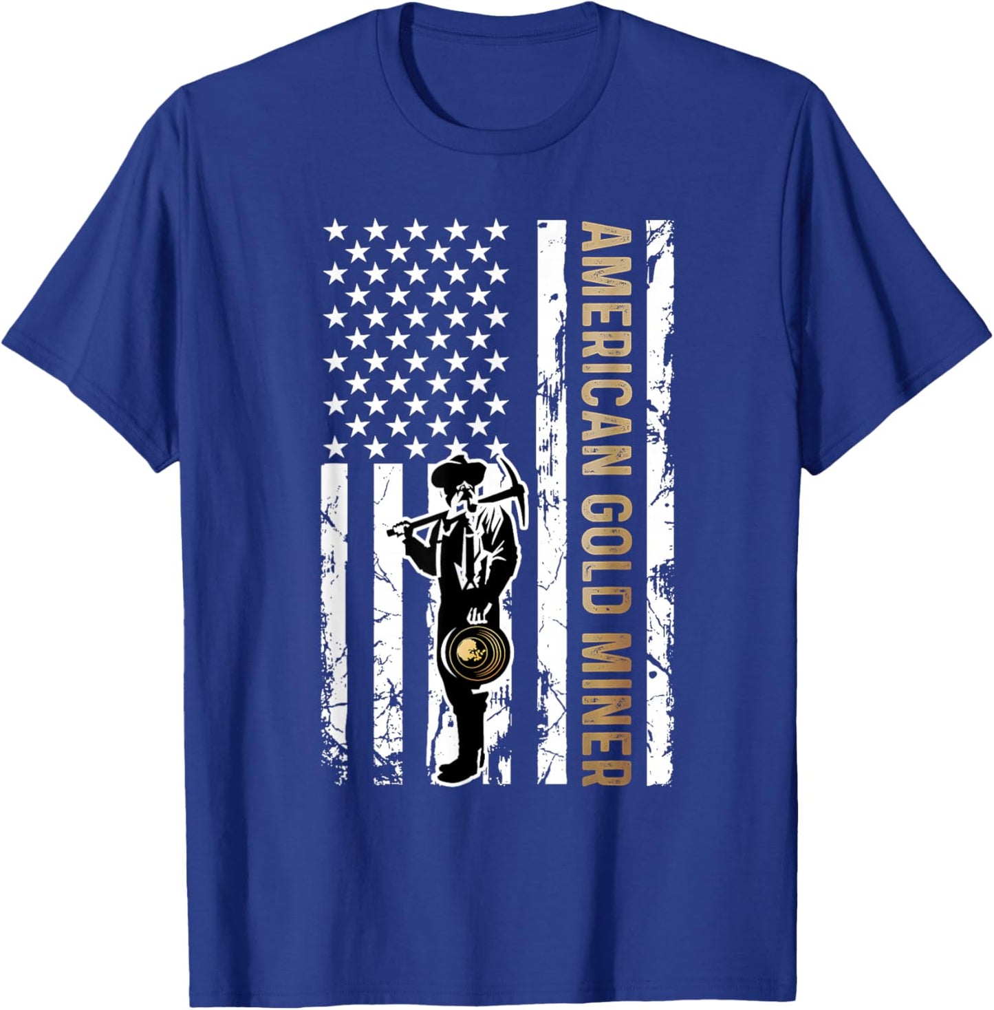 Golden US Flag for American Gold Miner T-Shirt - T-Shirt | Royal
