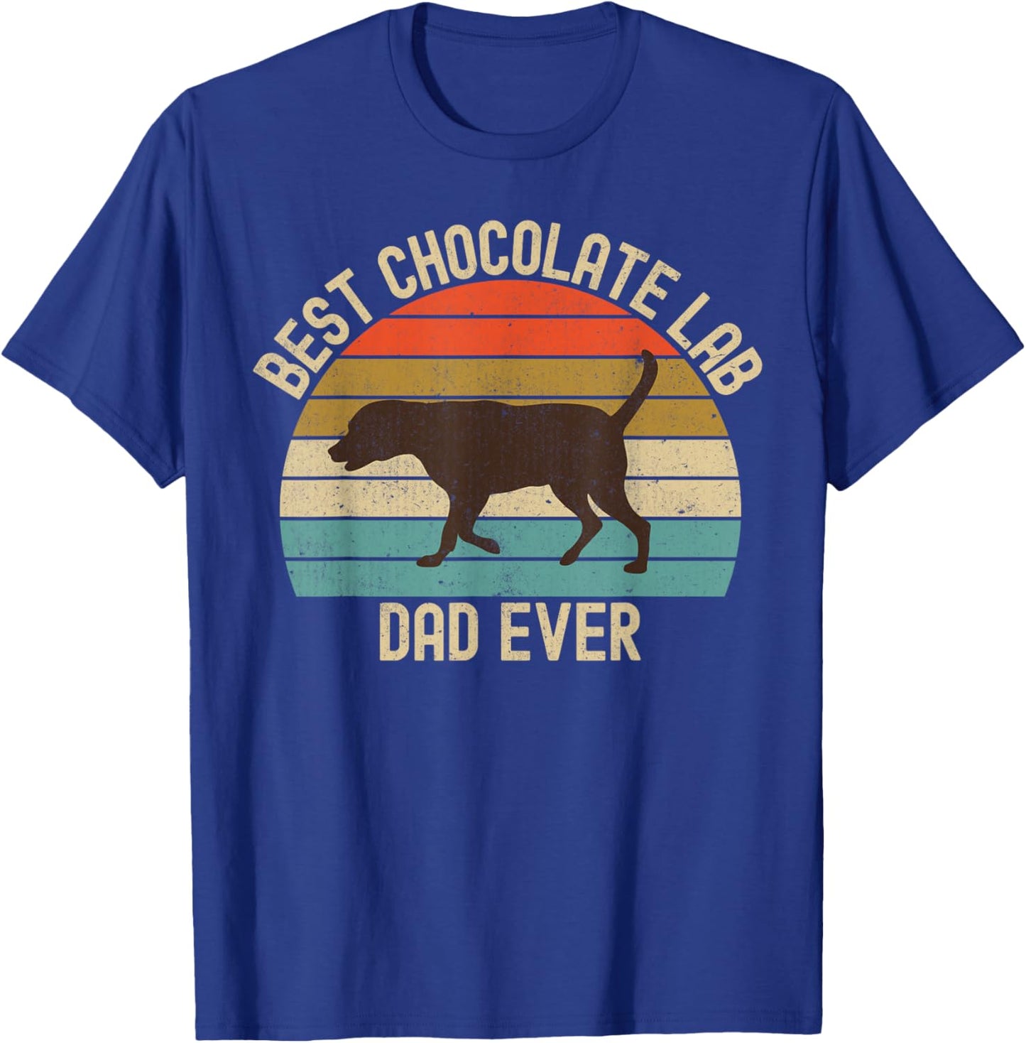 Vintage Retro Best Chocolate Lab Dad Ever Labrador Retriever T-Shirt - T-Shirt | Royal