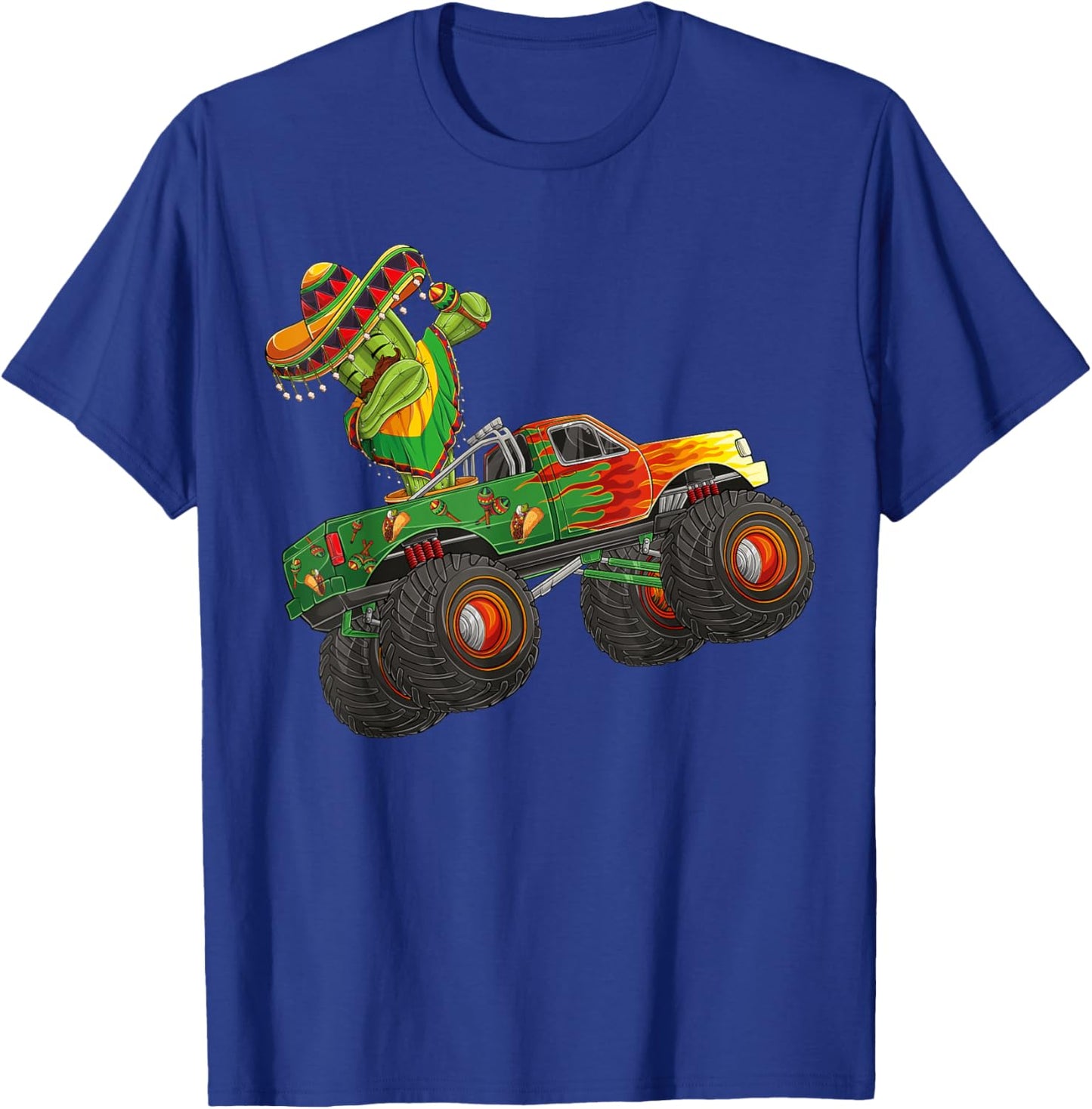 Dabbing Cactus Cinco De Mayo Monster Truck Boys Kids girls T-Shirt - T-Shirt | Royal