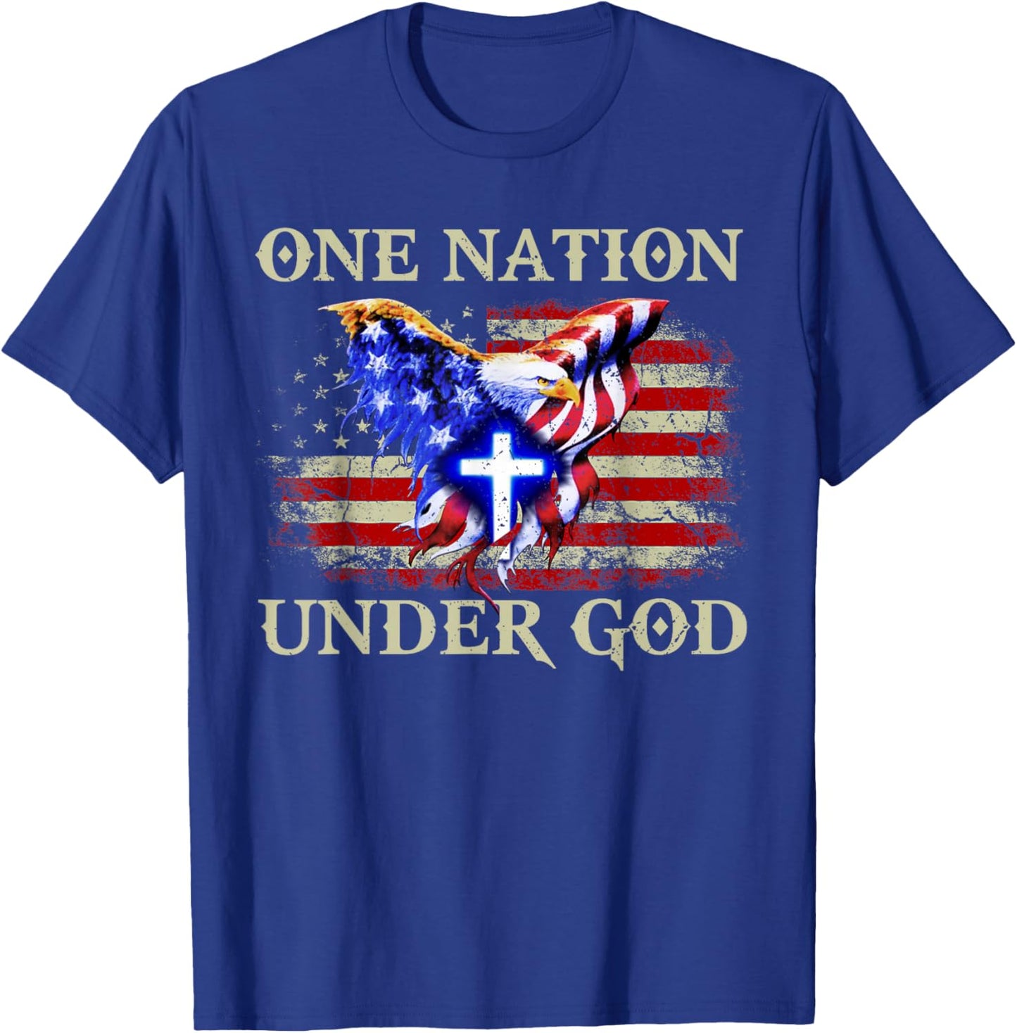 one Nation Under god Patriotic USA Christian T-Shirt - T-Shirt | Royal