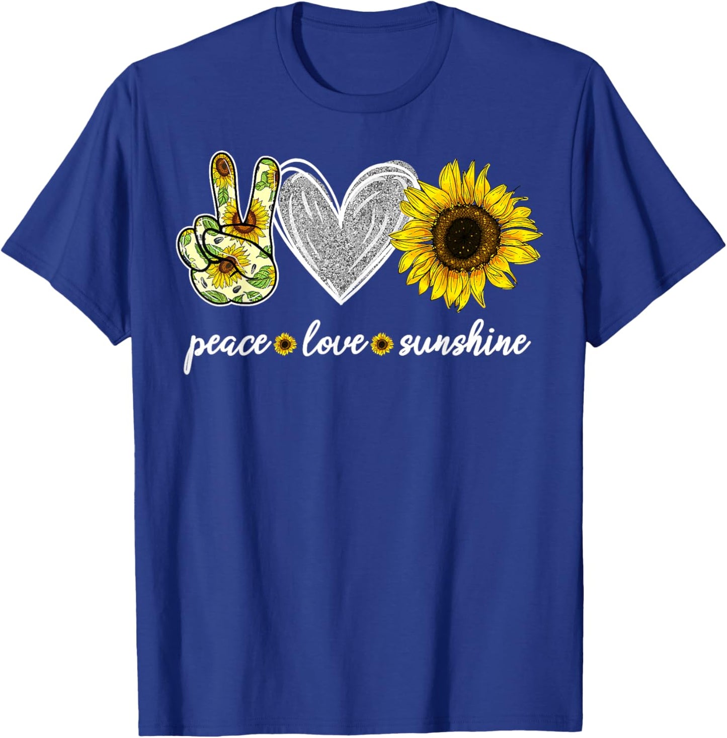 Peace Love Sunshine Sunflower Hippie Sunflower Lover Gifts T-Shirt - T-Shirt | Royal