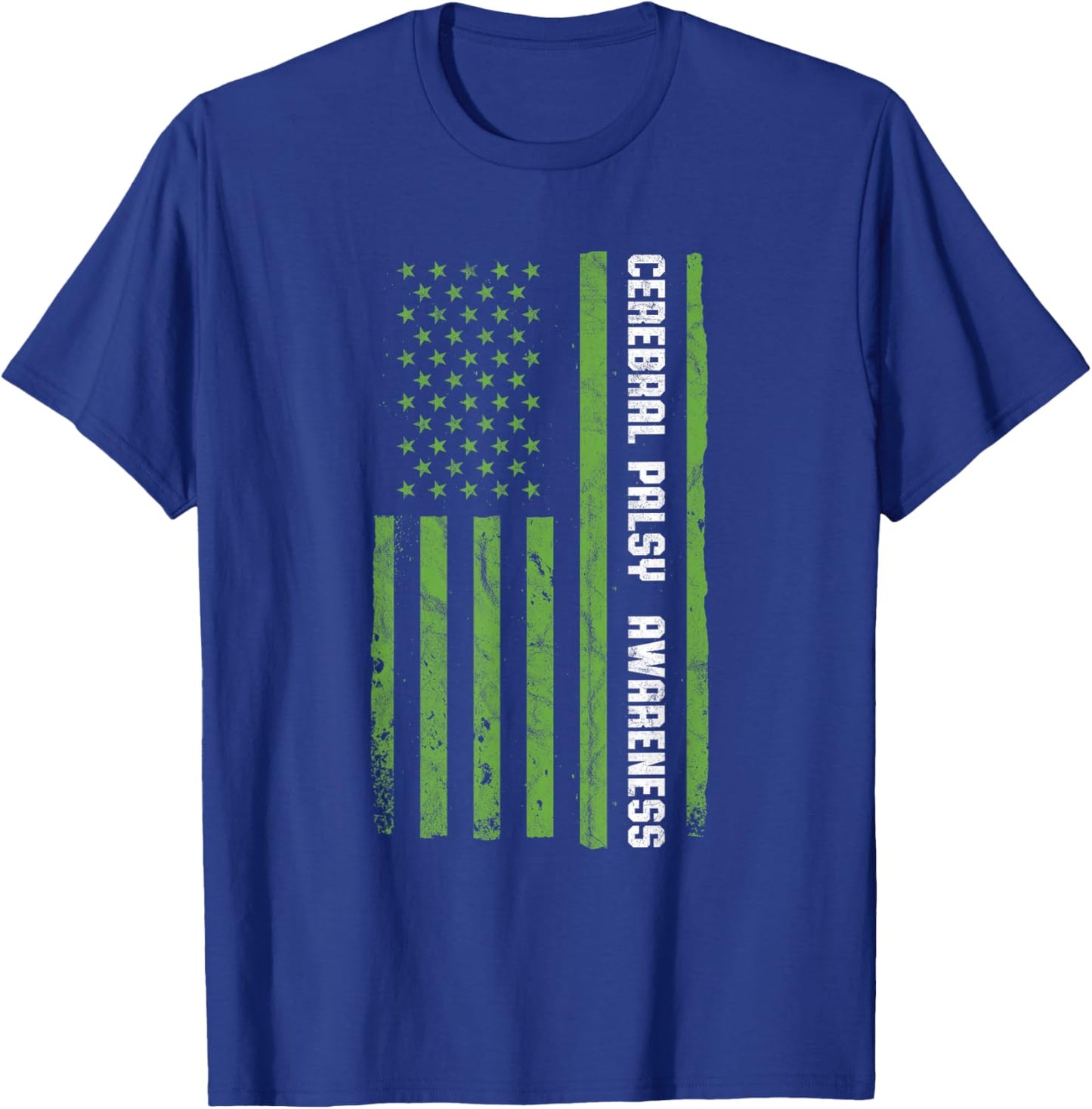 Cerebral Palsy Awareness Month American Flag CP T-Shirt - T-Shirt | Royal