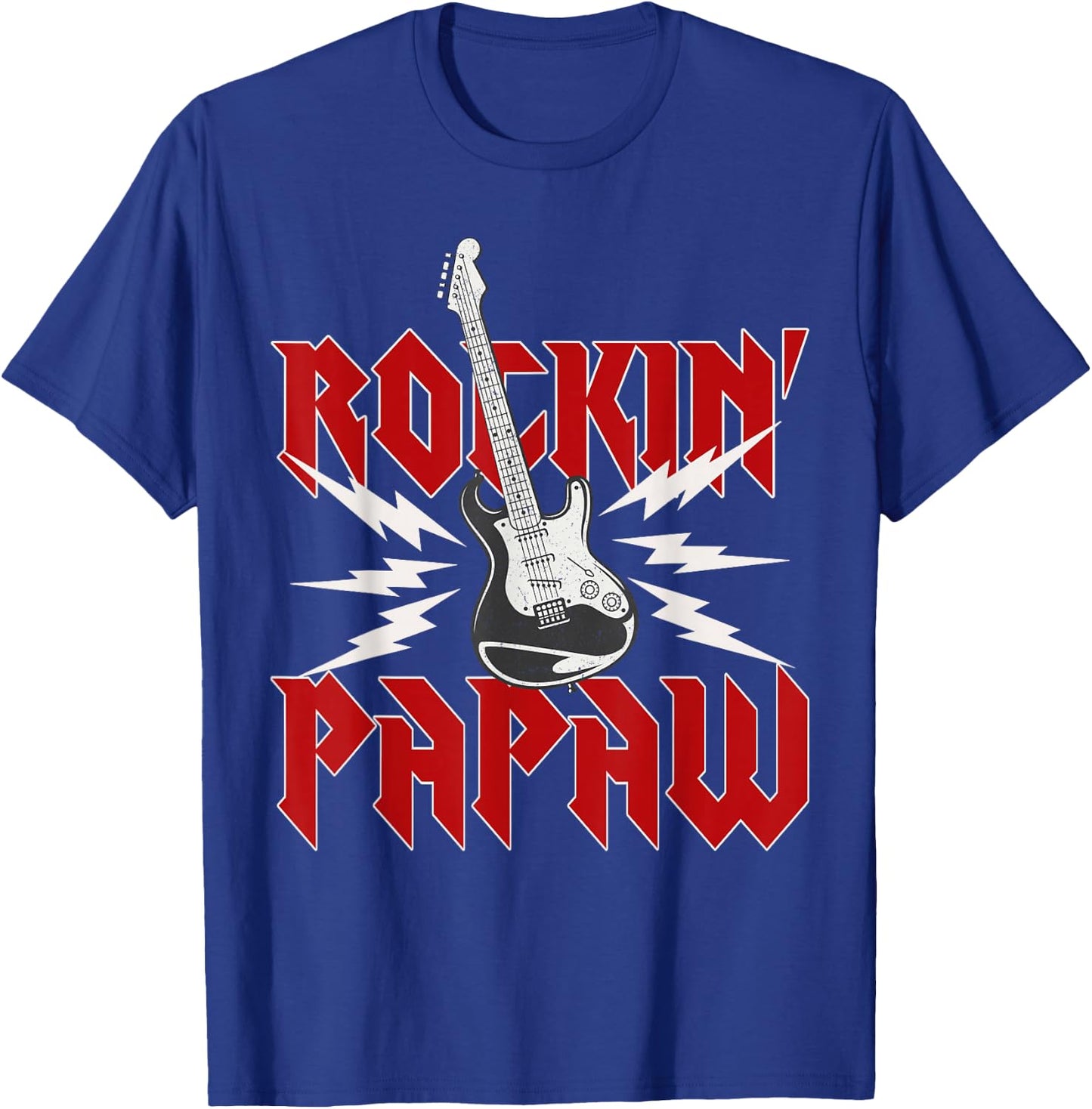 Papaw Rockin One Birthday Family Matching Rock Guitar T-Shirt - T-Shirt | Royal