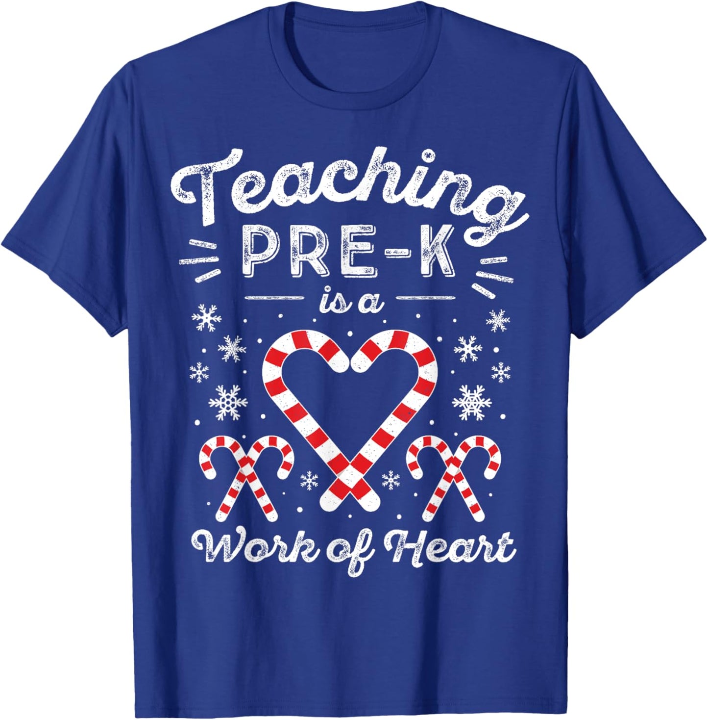 Christmas Candy Cane Work of Heart Preschool & Pre-K Teacher Women Kids T-Shirt - T-Shirt | Royal