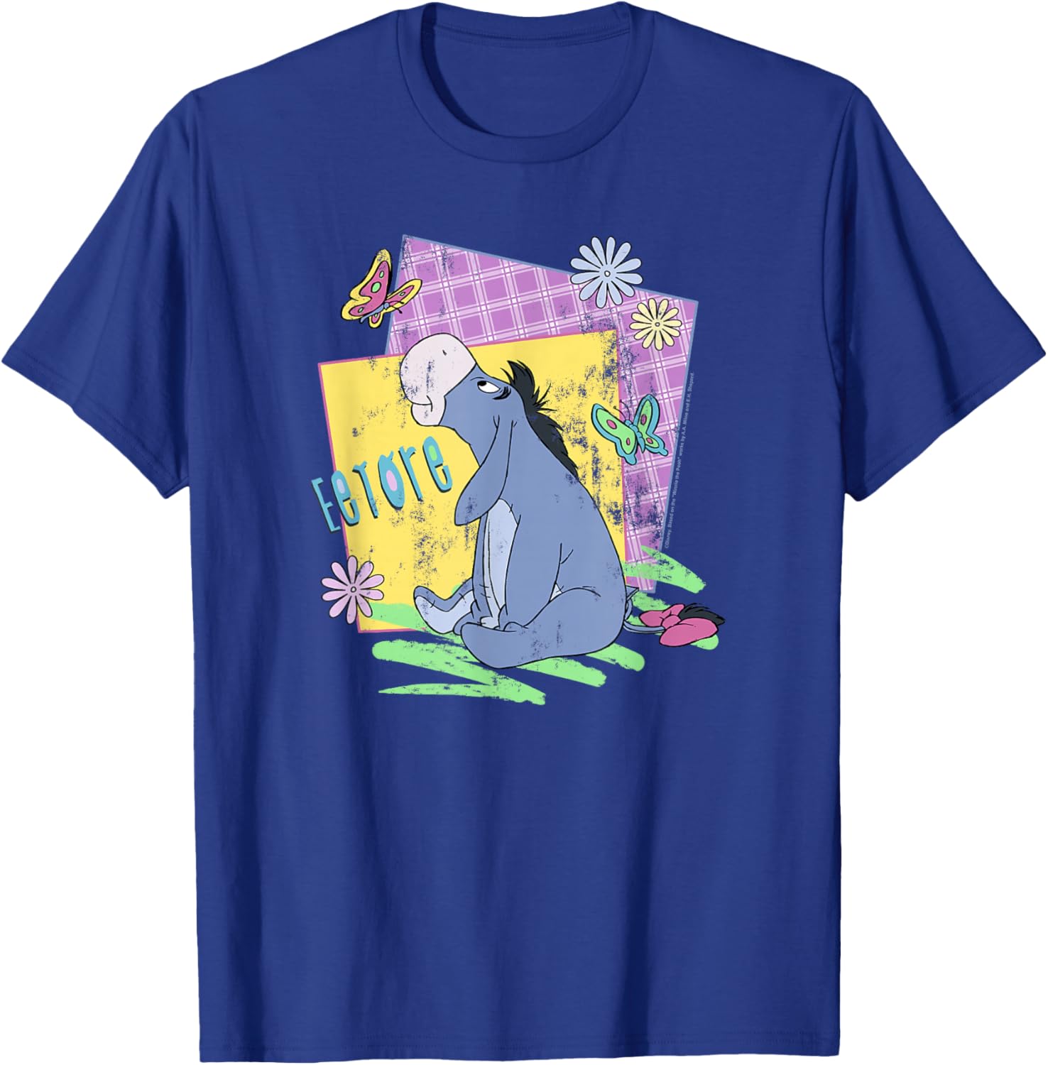 Disney Winnie The Pooh Eeyore Retro Butterflies Poster Small T-Shirt - T-Shirt | Royal