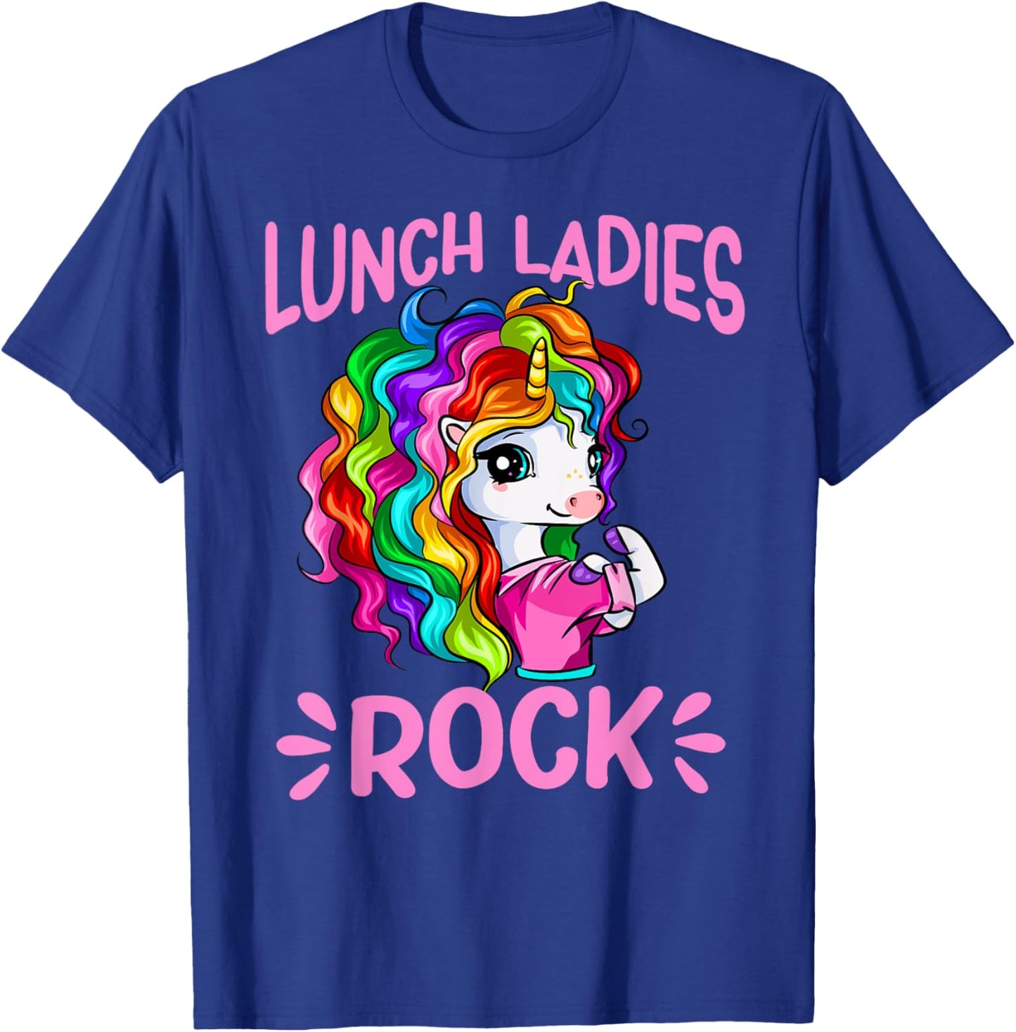 Lunch Ladies Rock Cute Unicorn Chef Cook Funny Lunch Lady T-Shirt - T-Shirt | Royal