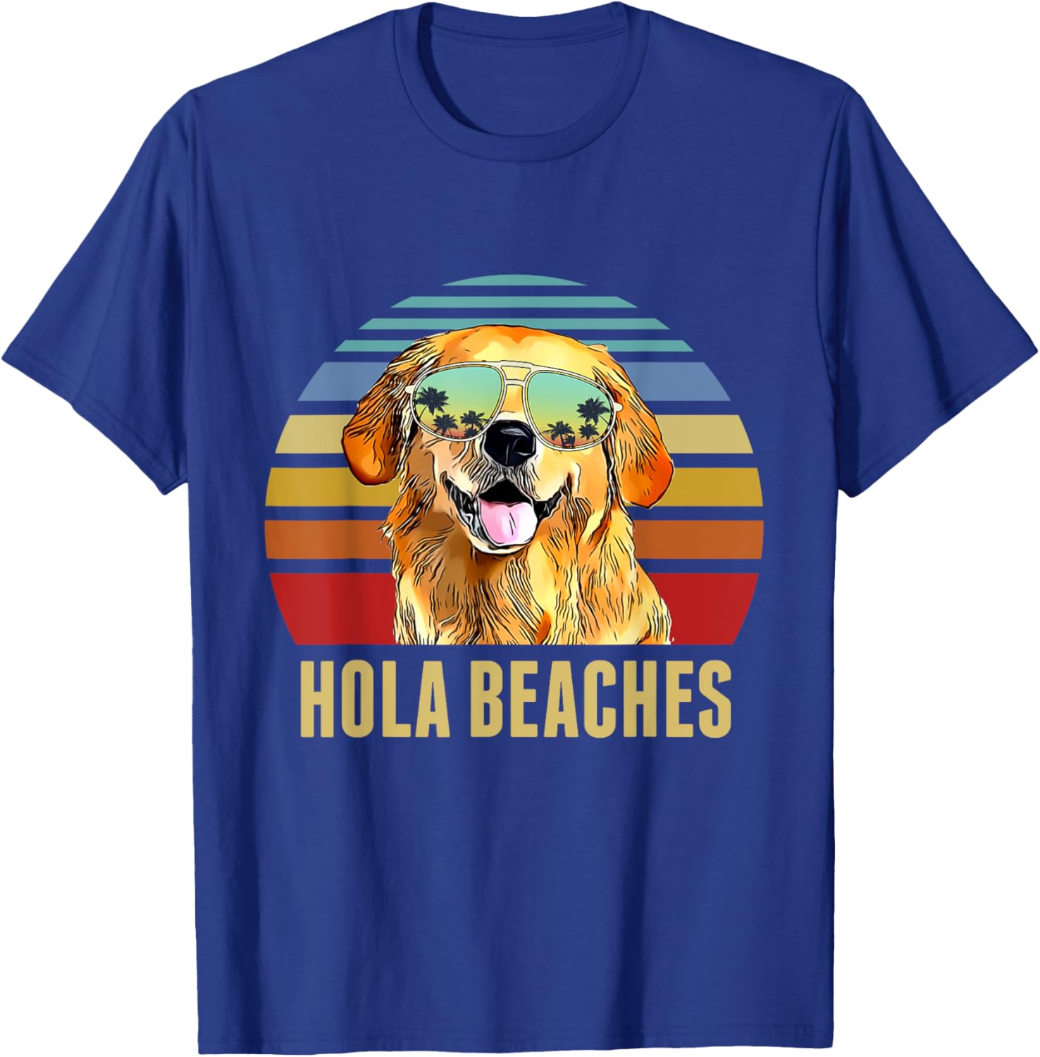 Hola Beaches Funny Labradors Dog Retro Sunset Beach Summer T-Shirt - T-Shirt | Royal