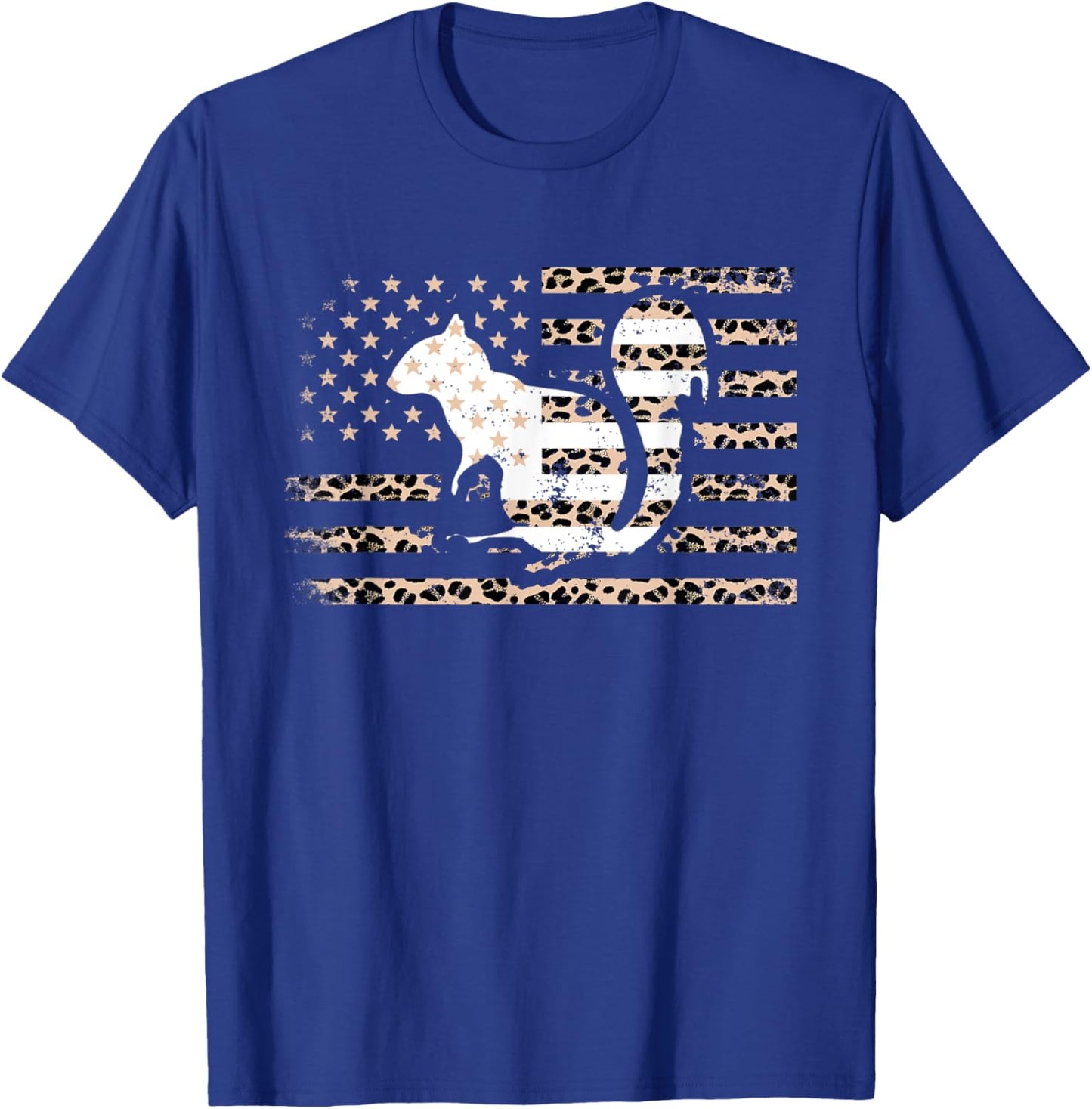 Squirrel American Flag Leopard Print US Flag Squirrel Lovers Kids Men T-Shirt - T-Shirt | Royal