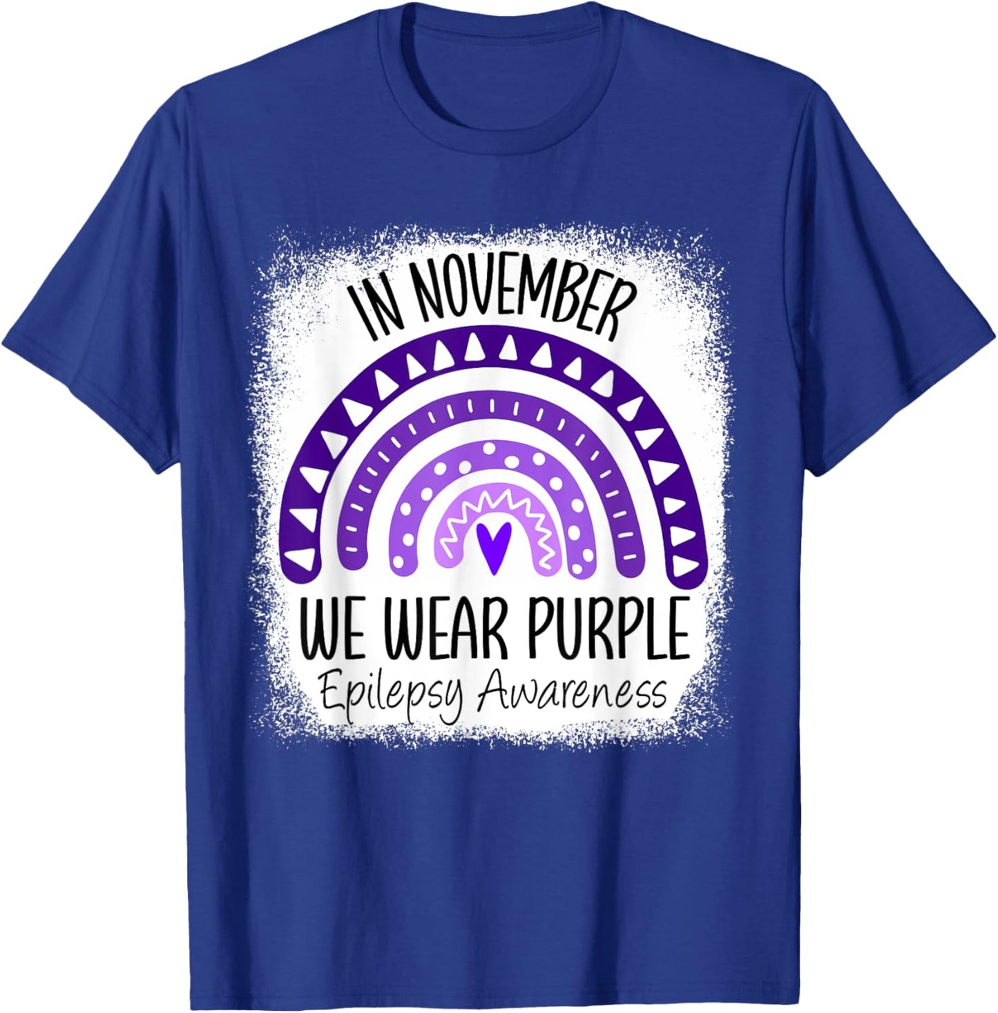 Rainbow In November We Wear Purple Epilepsy Awareness Ribbon T-Shirt - T-Shirt | Royal