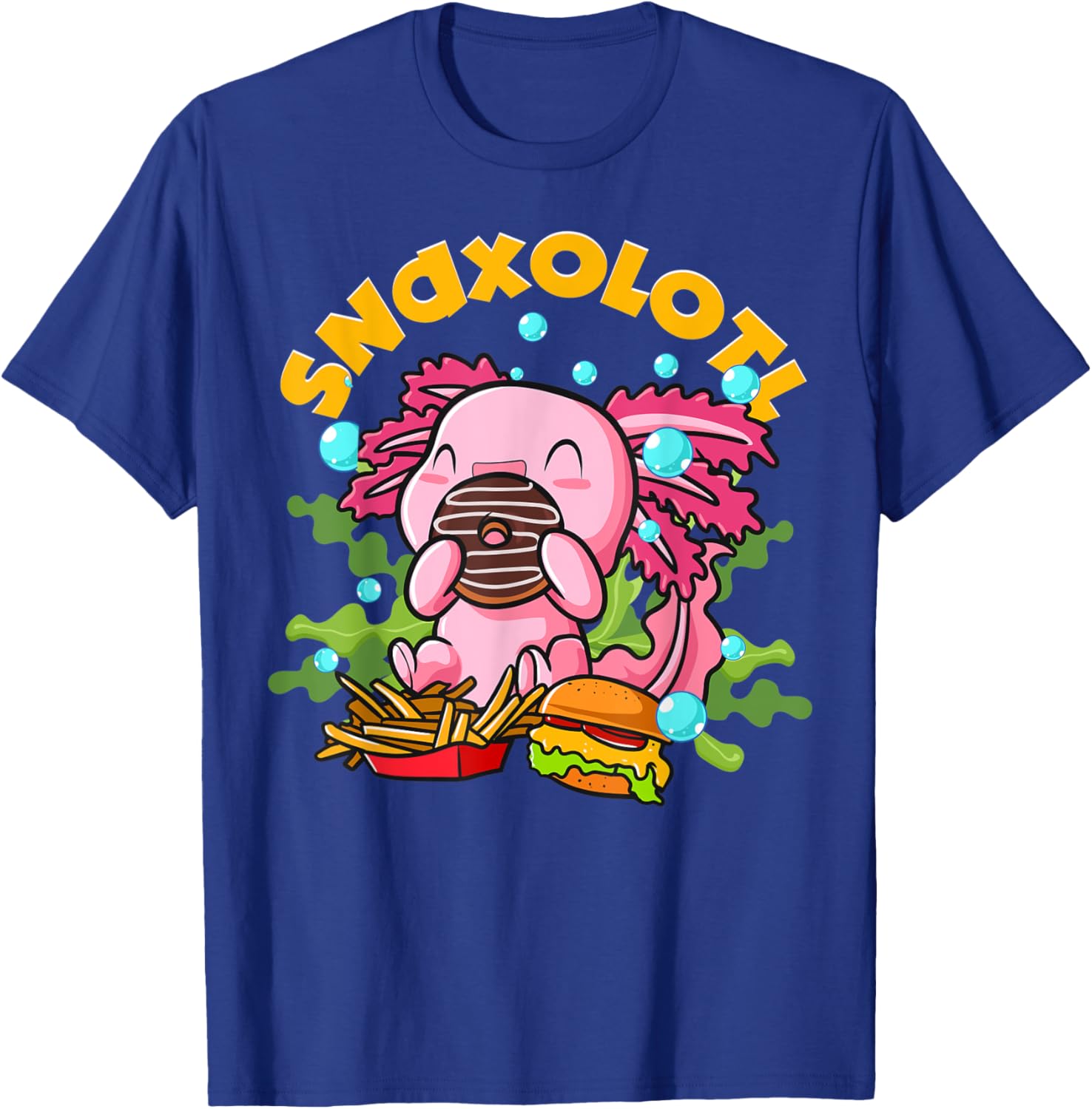 Axolotl Cookie Food Snaxolotl Snackalotl Kawaii Anime Lizard T-Shirt - T-Shirt | Royal