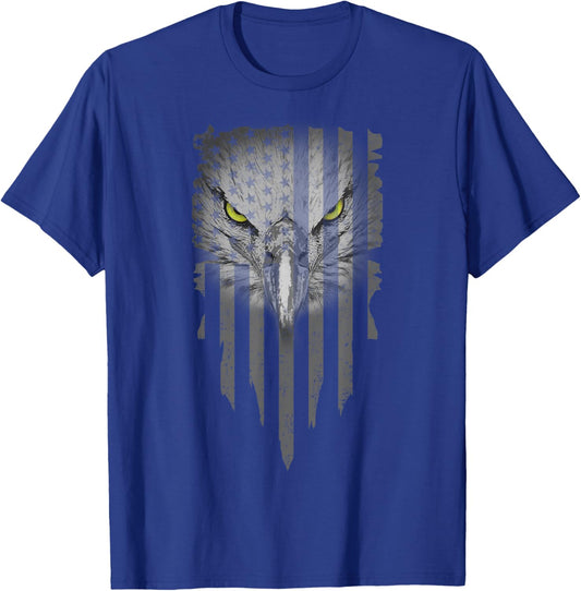 American Bald Eagle Eyes Design USA Flag Patriotic Women Girls Kids Men T-Shirt - T-Shirt | Royal