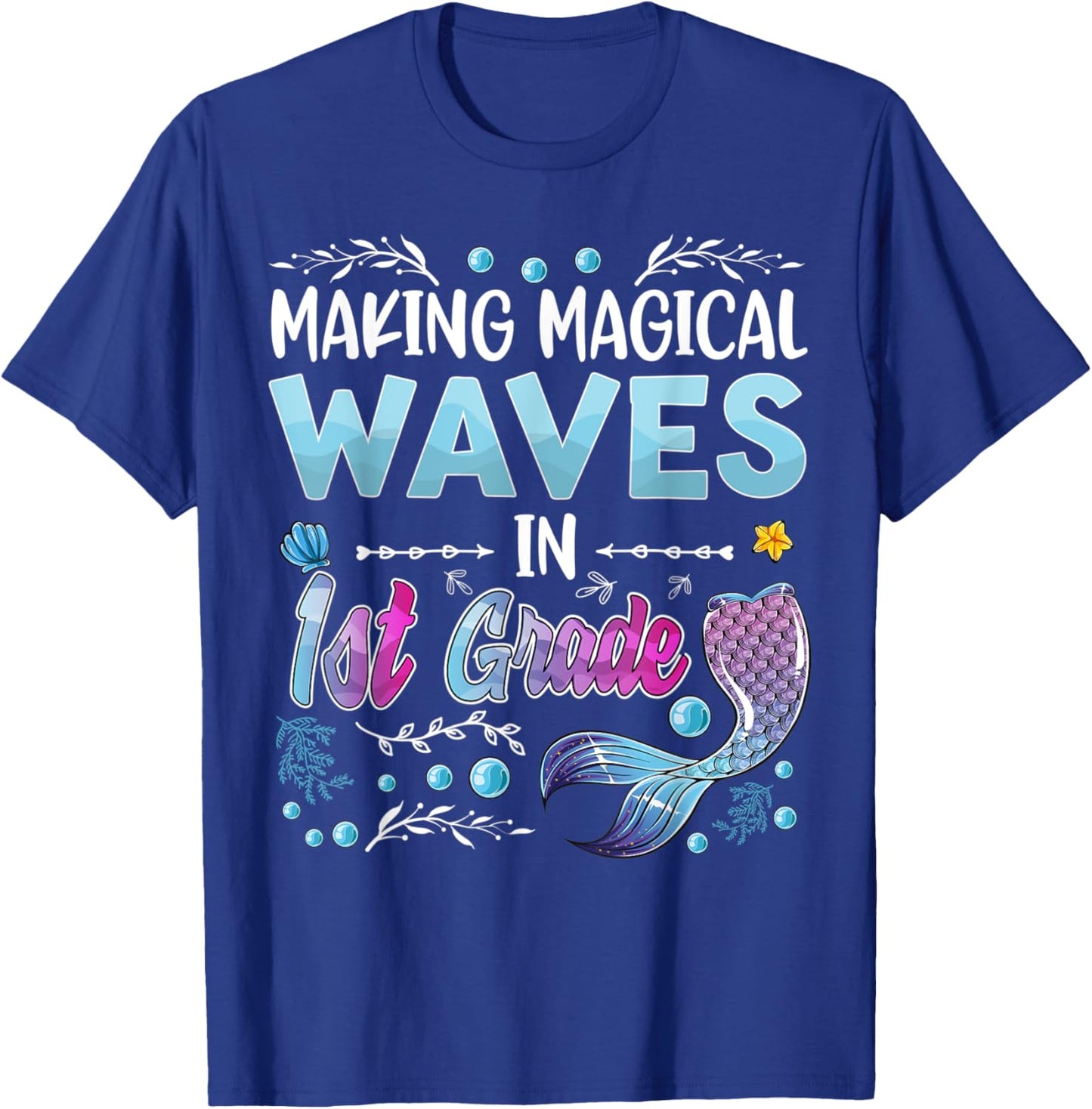 1st Grade Cute Mermaid girls 1st day of back to school kids T-Shirt - T-Shirt | Royal