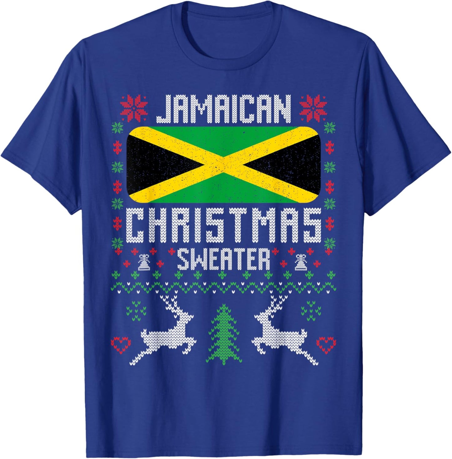 Jamaica Flag Jamaican Christmas Sweater T-Shirt - T-Shirt | Royal
