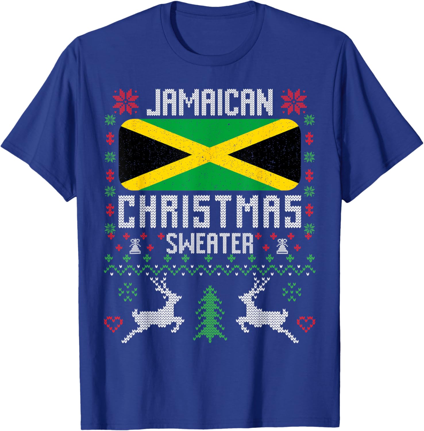 Jamaica Flag Jamaican Christmas Sweater T-Shirt - T-Shirt | Royal