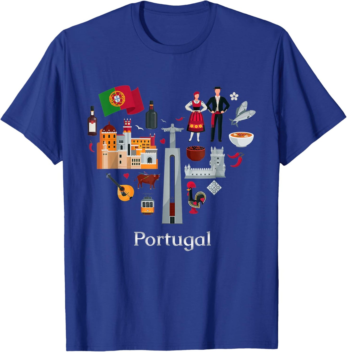 I Love Portugal Lisbon Map Iconic Traditional Souvenir Gift T-Shirt - T-Shirt | Royal