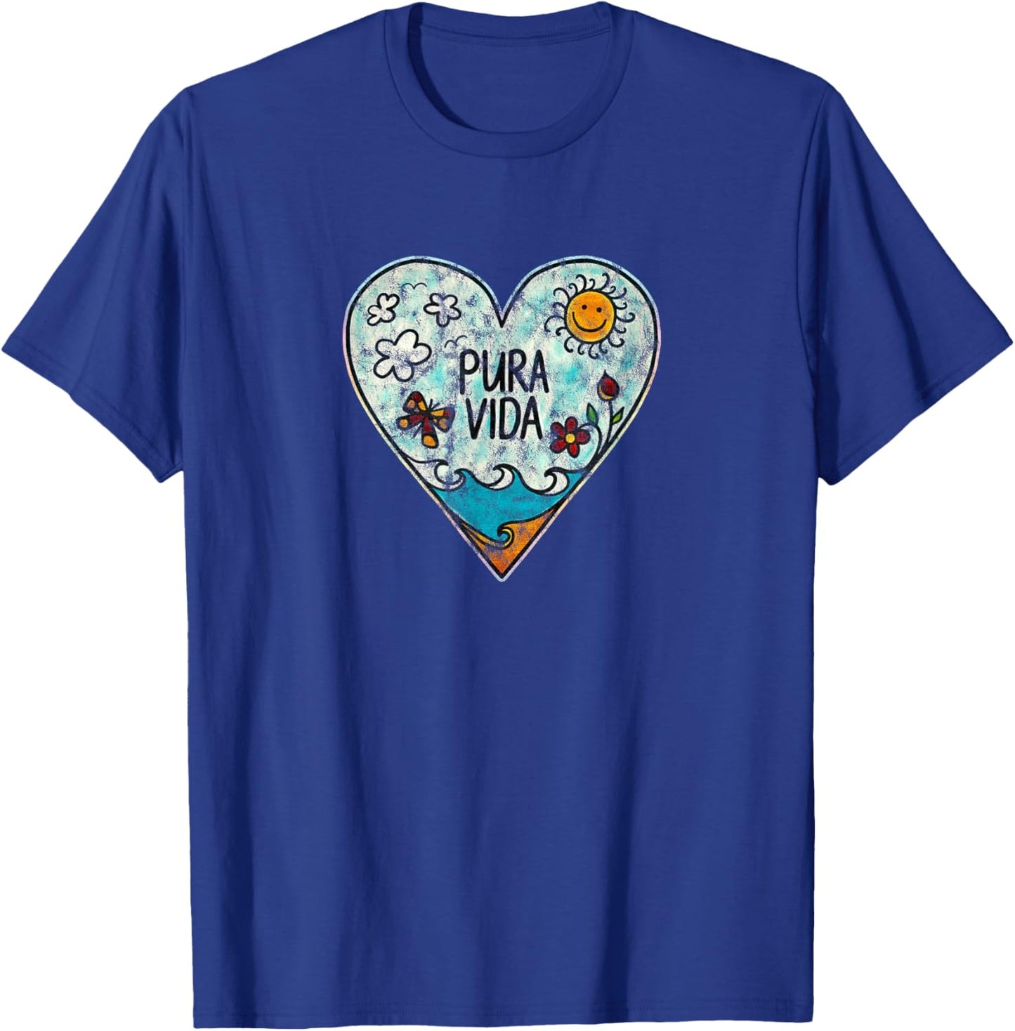 Pura Vida Heart Summer Sun Beach Holiday Sea Happiness Holiday T-Shirt - T-Shirt | Royal