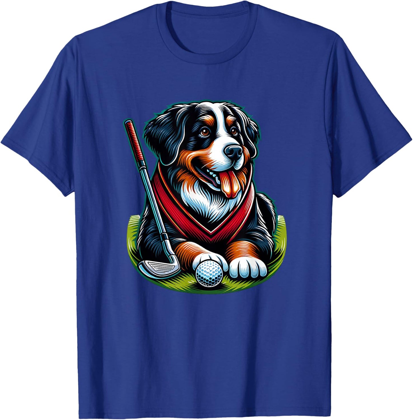 Cool Golfer With Bernese Mountain Dog T-Shirt - T-Shirt | Royal