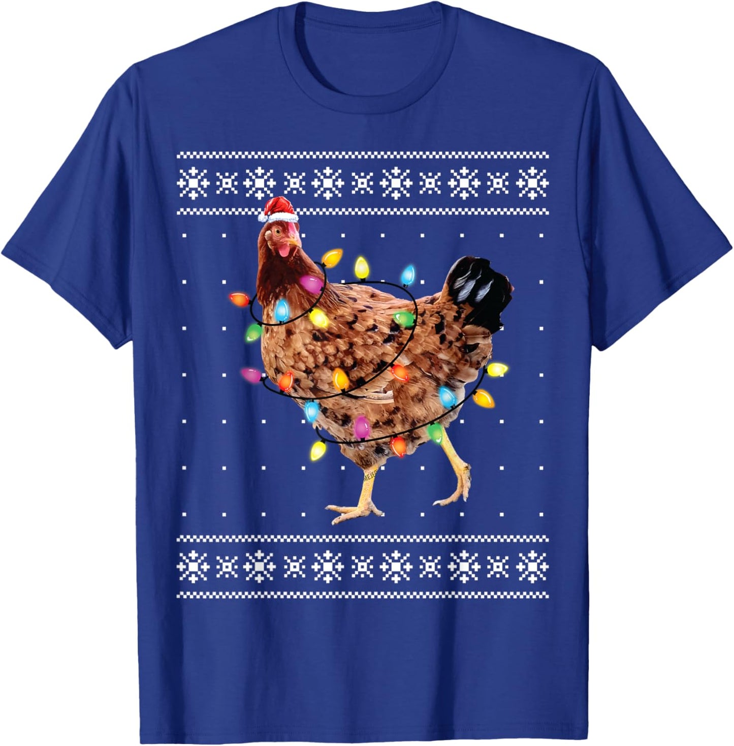 Funny Christmas Santa Chicken Xmas Ugly Sweater T-Shirt - T-Shirt | Royal
