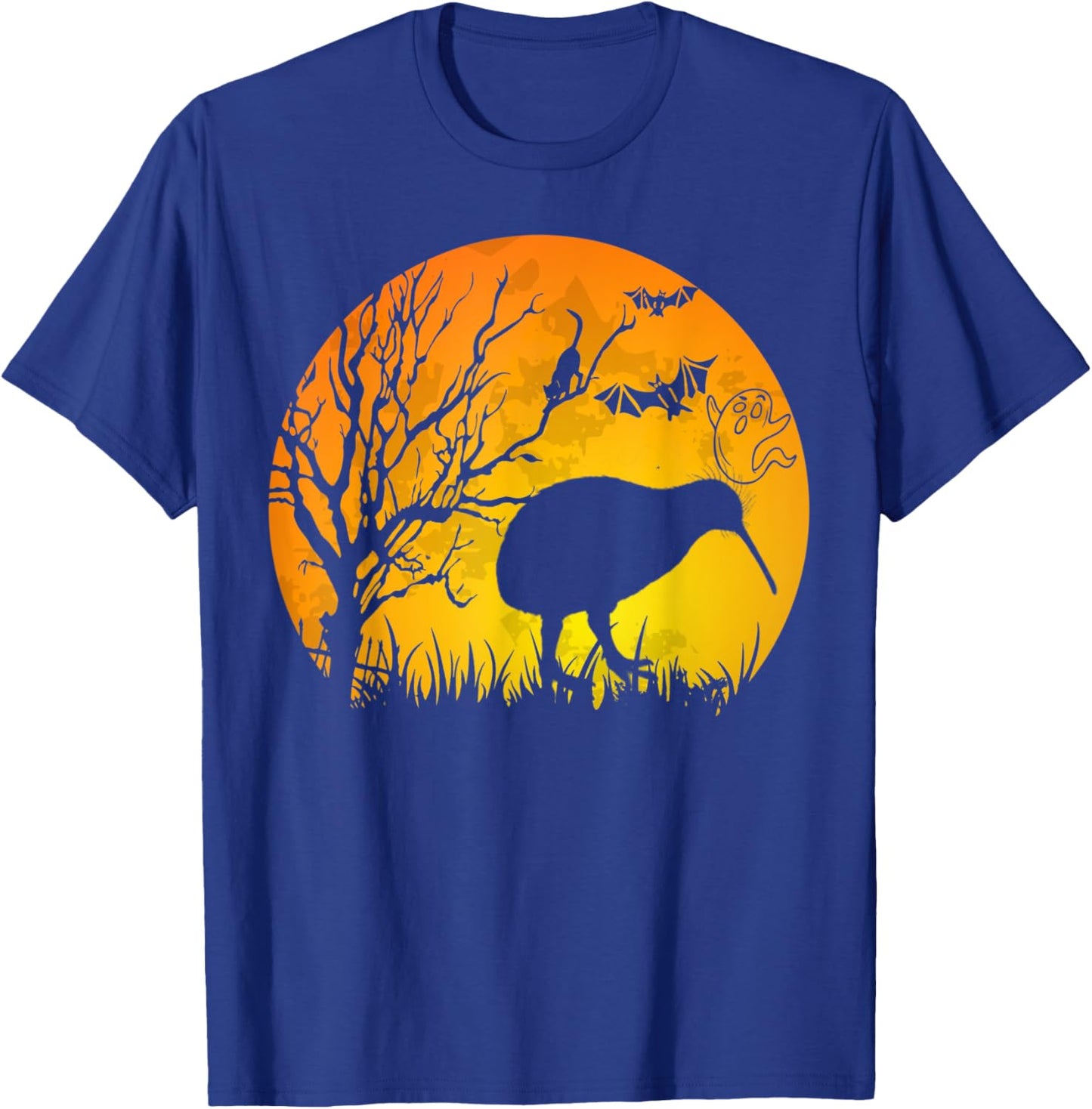 Halloween Kiwi Bird With Moon Bats Cat Halloween Costume T-Shirt - T-Shirt | Royal