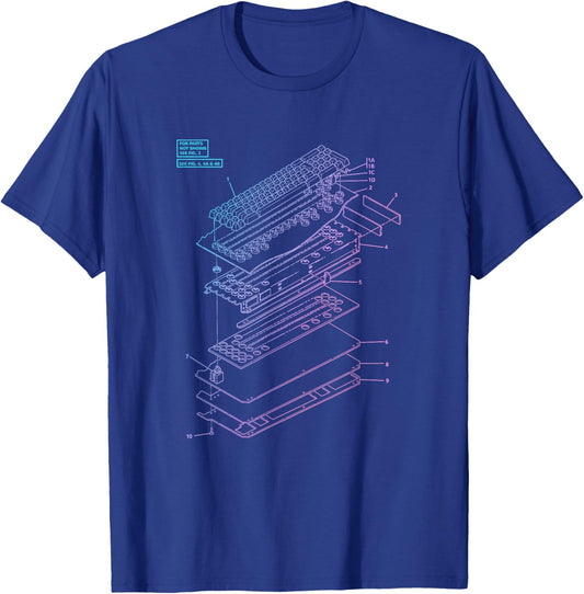All Things Geek by MCMA Mechanical Keyboard Patent Drawing Graphic Design Art - -Adults, Black, Small T-Shirt - T-Shirt | Royal