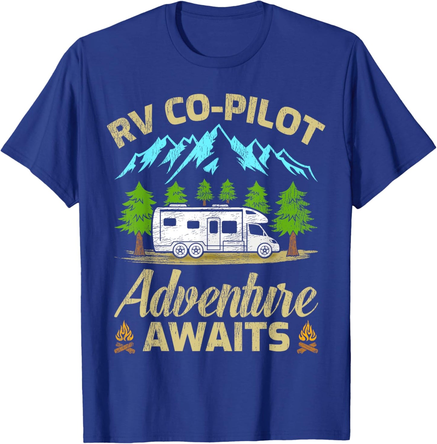 Funny RV Co-Pilot Adventure Awaits RV Camping T-Shirt - T-Shirt | Royal