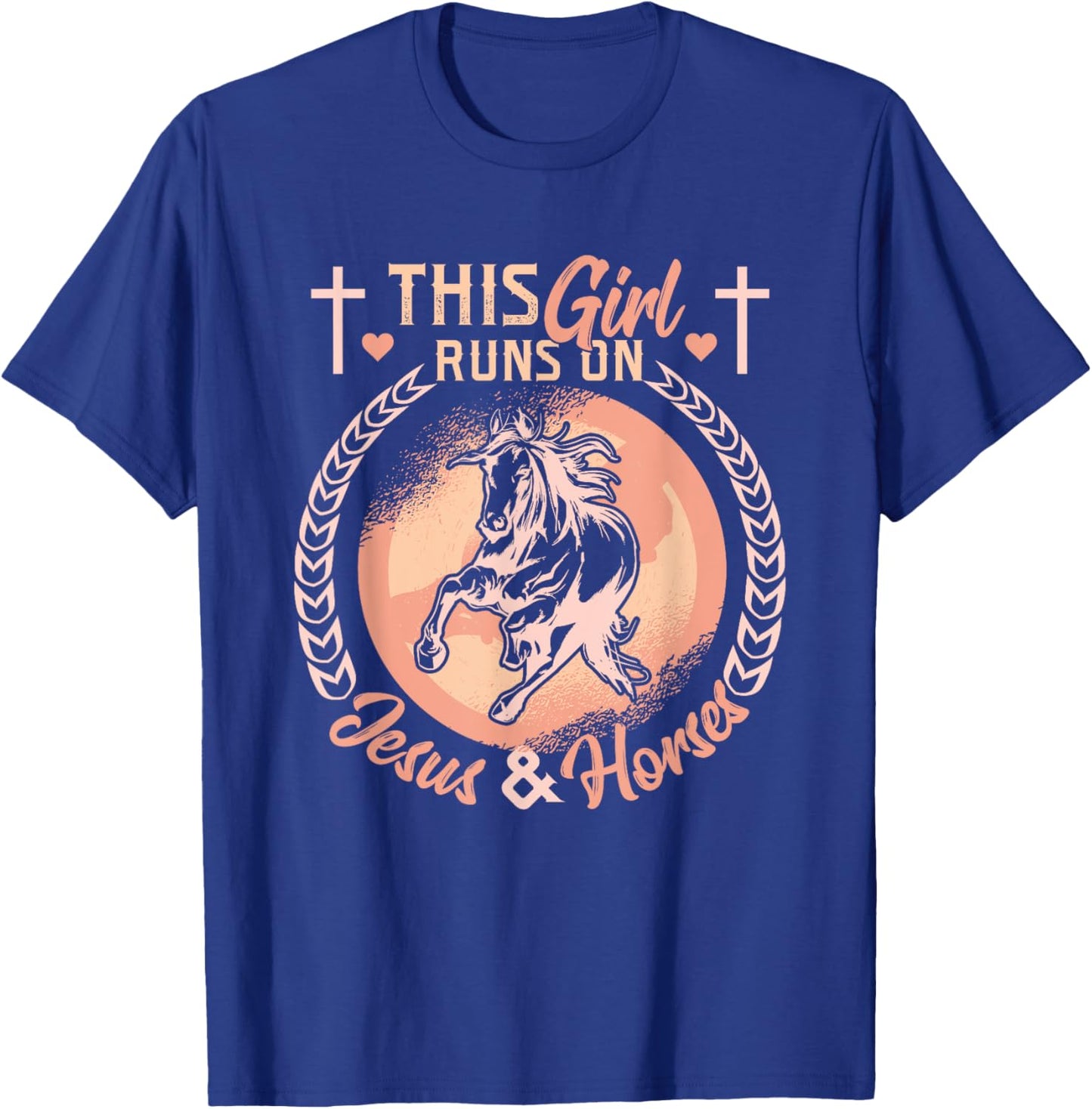 This Girl Runs On Jesus And Horses T-Shirt - T-Shirt | Royal