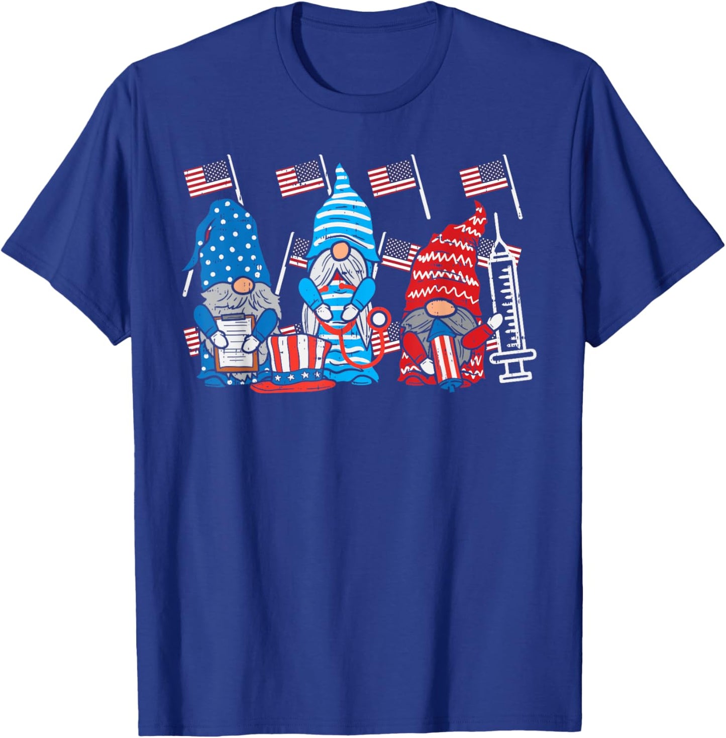 American Gnomes Nurse 4th Of July Scrub Top Patriot Women T-Shirt - T-Shirt | Royal
