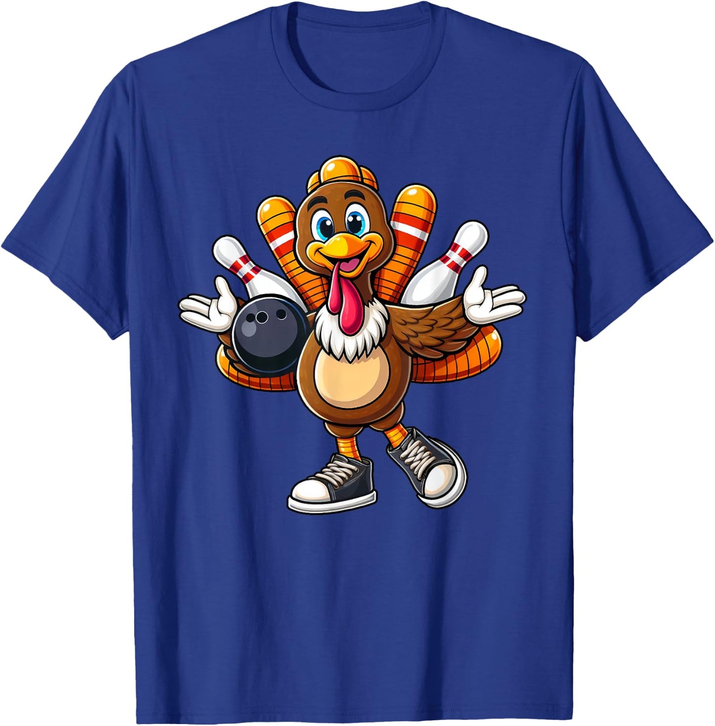 Cool Thanksgiving Bowling Gobble Player Turkey Bowling Funny T-Shirt - T-Shirt | Royal