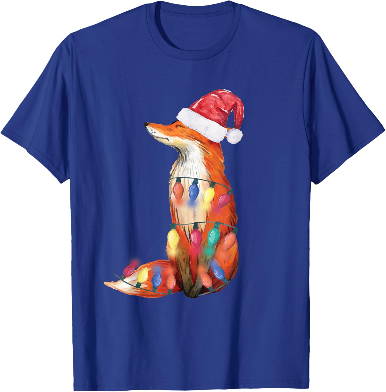 Santa Fox Christmas Lights Fox Lover Christmas Gift T-Shirt - T-Shirt | Royal