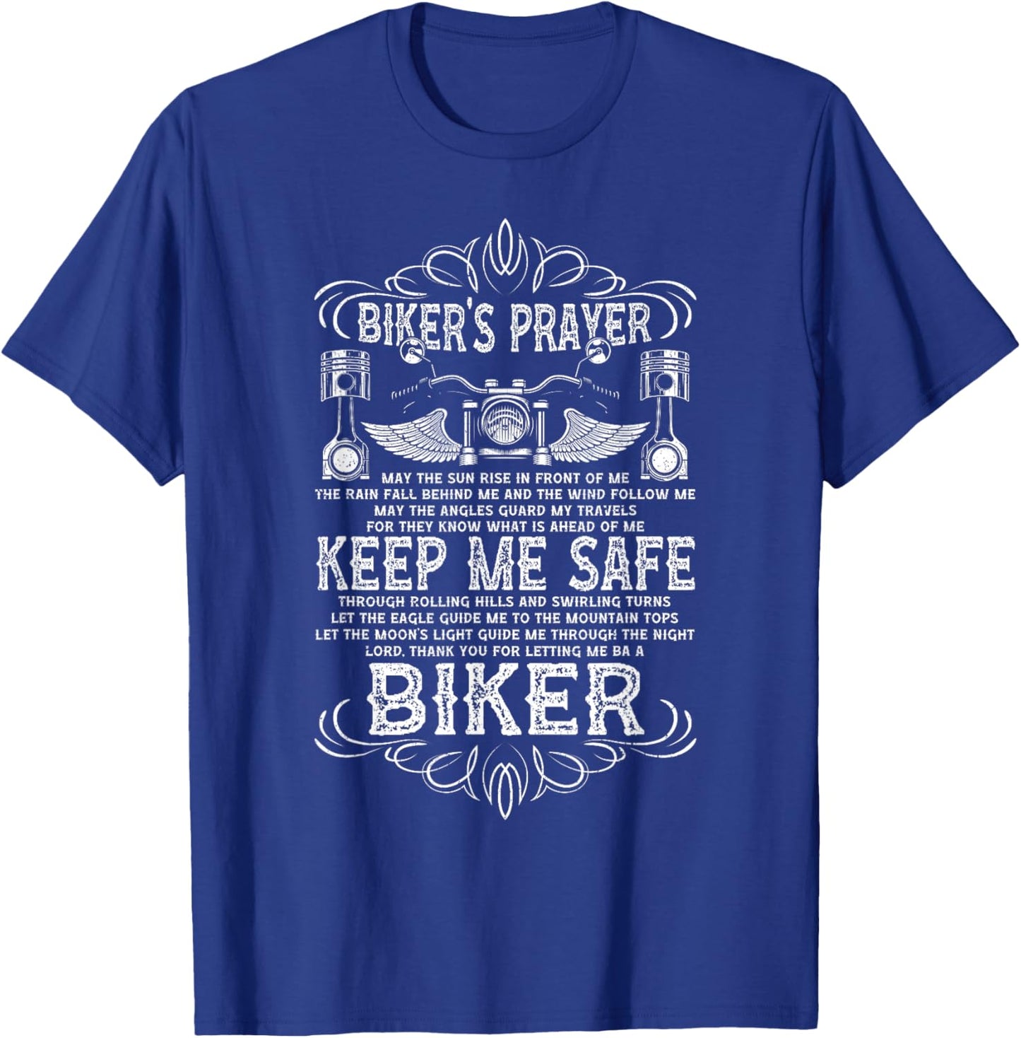 Bikers Prayer Vintage Motorcycling Biker T-Shirt - T-Shirt | Royal