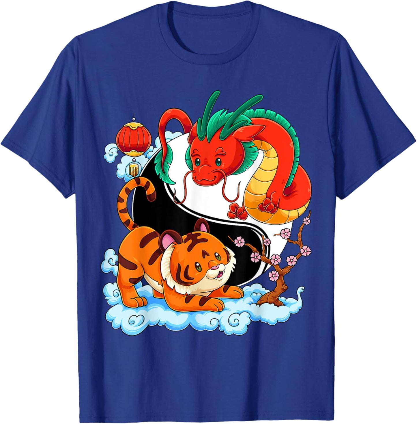 Yin Yang Dragon Tiger Chinese Martial Arts Symbol Asian T-Shirt - T-Shirt | Royal