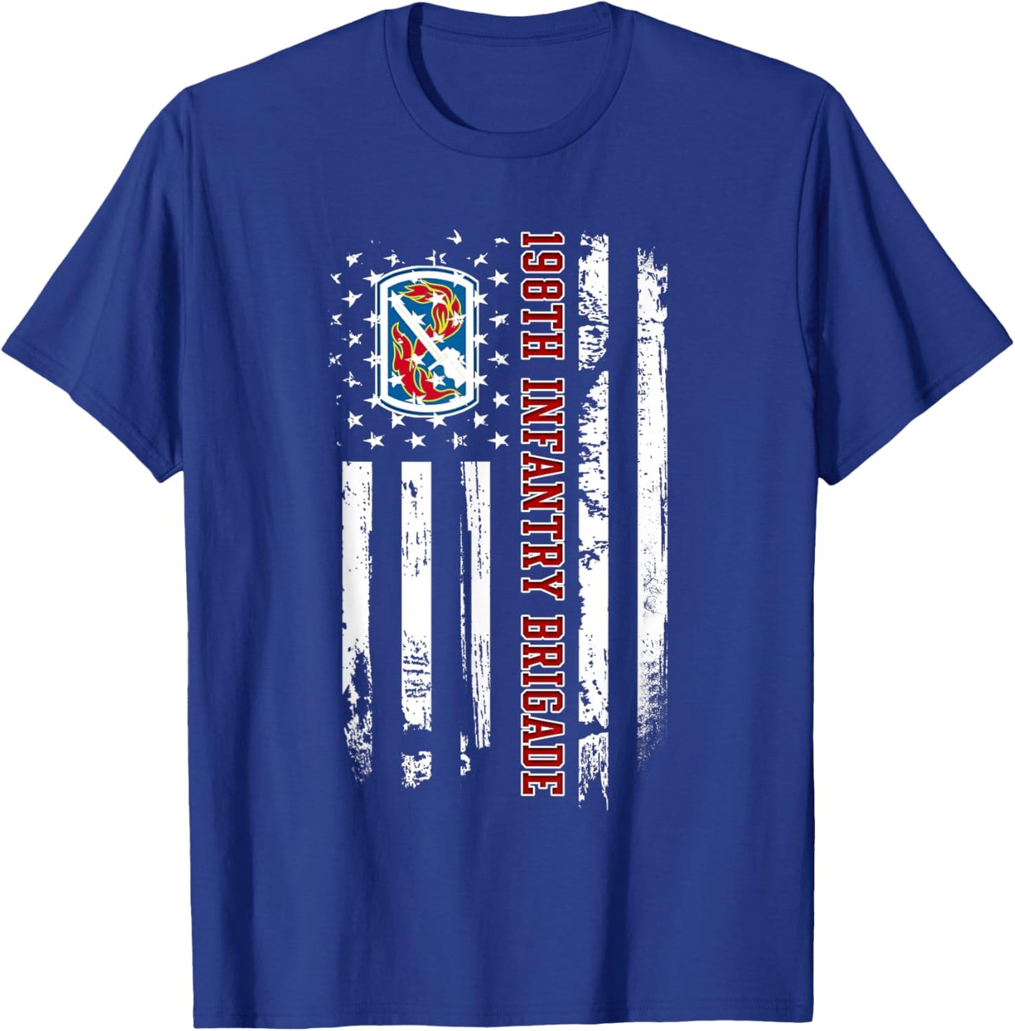 198th Infantry Brigade Veteran USA Flag Veterans Day Xmas Women Men T-Shirt - T-Shirt | Royal