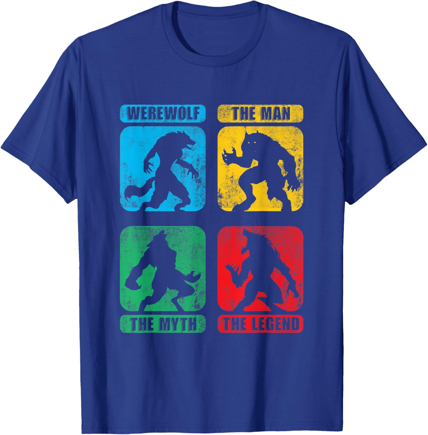 Werewolf The Man The Myth The Legend 4 Box Design T-Shirt - T-Shirt | Royal