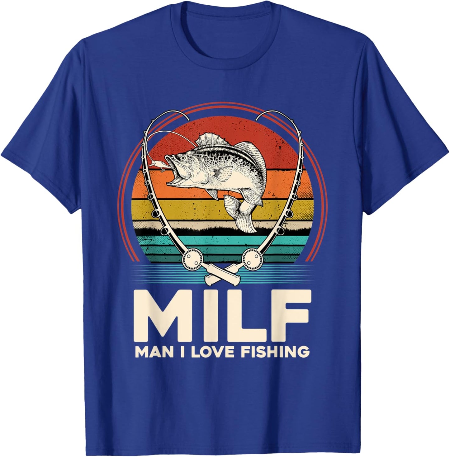 MILF Man I Love Fishing Funny Fisherman Reel Vintage Style T-Shirt - T-Shirt | Royal