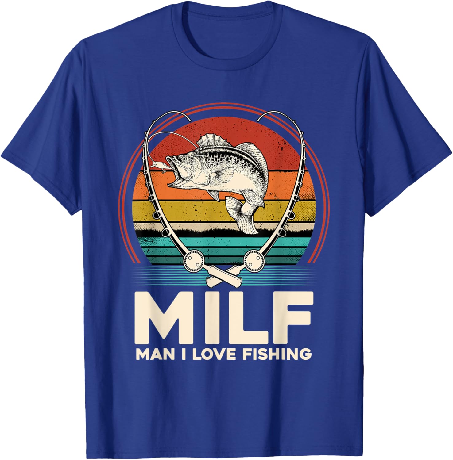 MILF Man I Love Fishing Funny Fisherman Reel Vintage Style T-Shirt - T-Shirt | Royal