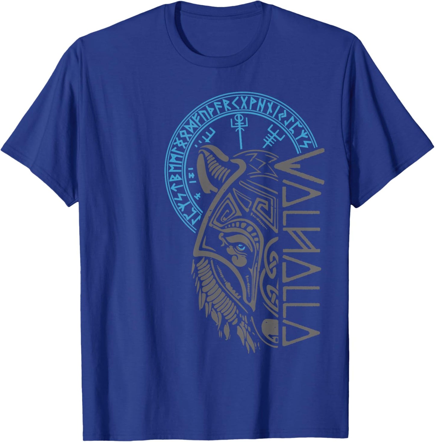 Valhalla Wolf Mask Odin Runes Norse Compass Viking Small T-Shirt - T-Shirt | Royal