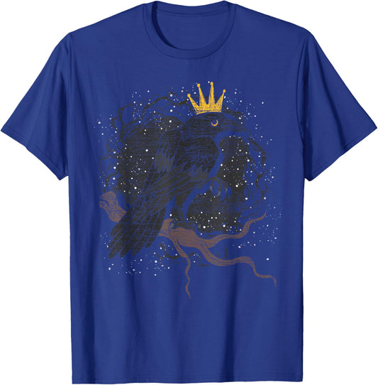 Crown Raven Creepy Night Forest Animal Gothic Bird Crow T-Shirt - T-Shirt | Royal
