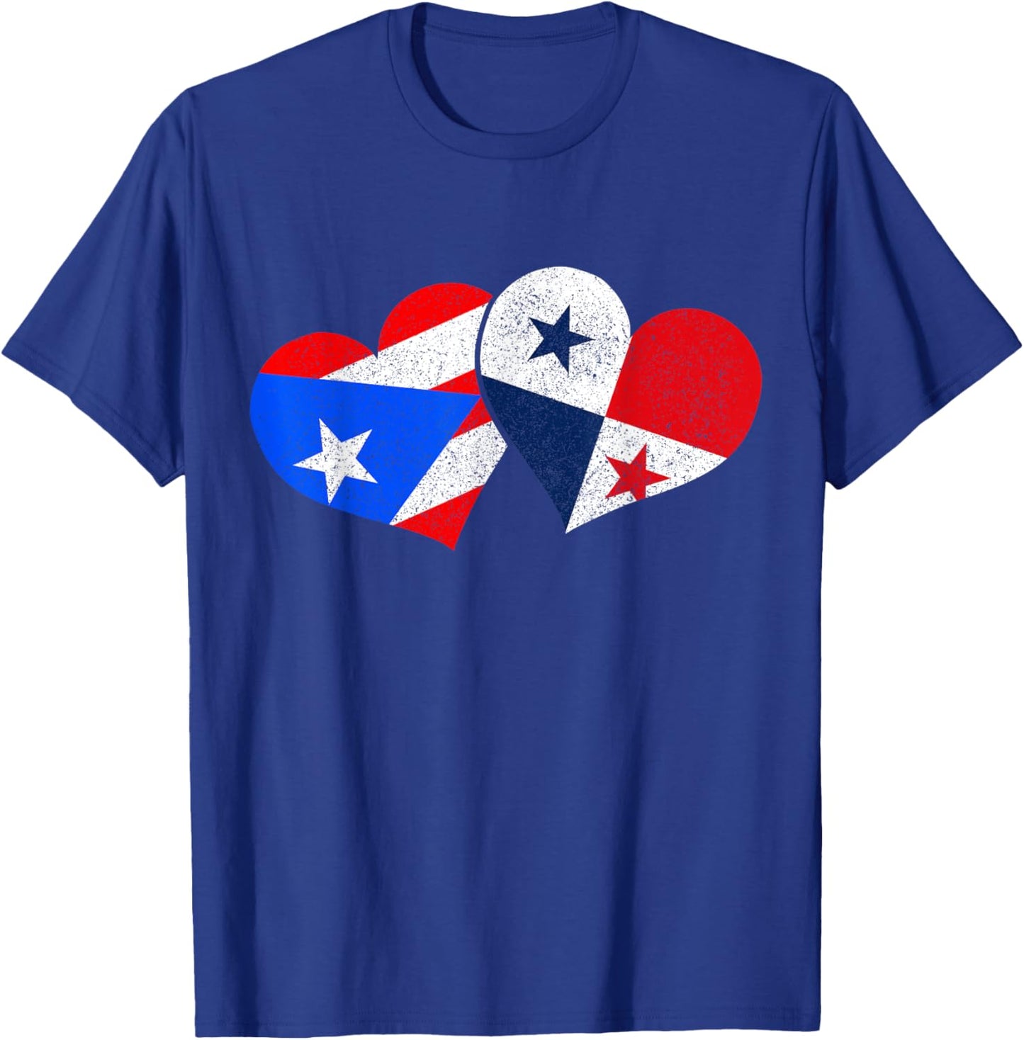 Puerto Rico & Panama Heart Pride Heritage Puerto Rican Flag T-Shirt - T-Shirt | Royal